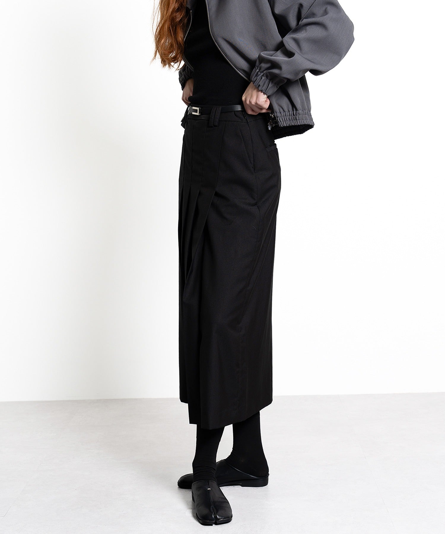 Front Tuck Flared Skirt