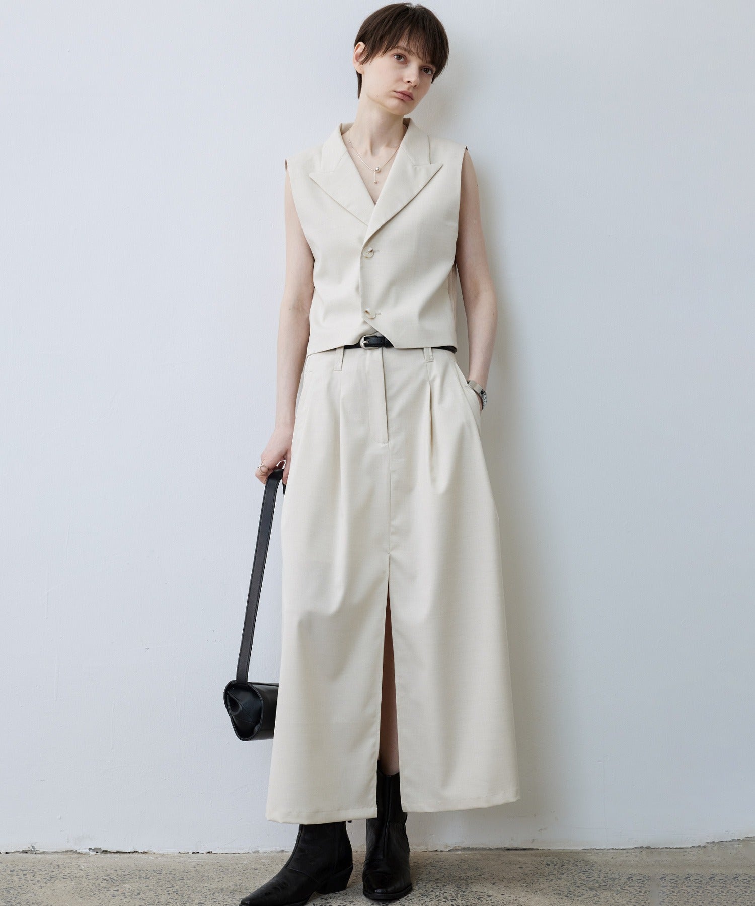Backless Tailored Vest with Acetate Paneling