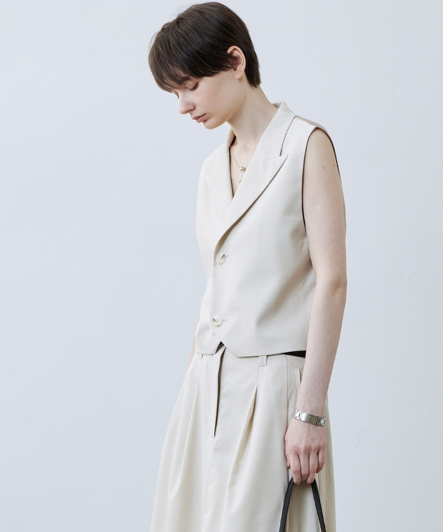 Backless Tailored Vest with Acetate Paneling