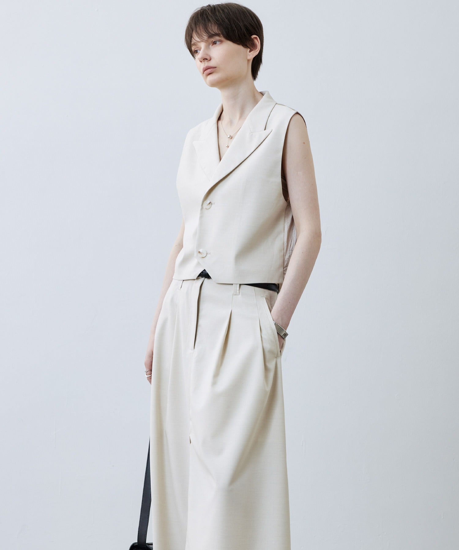 Backless Tailored Vest with Acetate Paneling