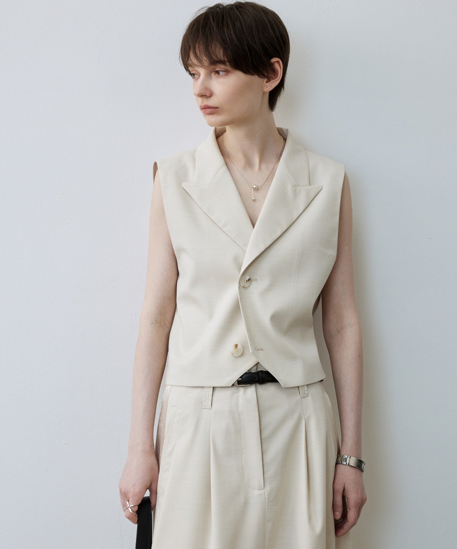Backless Tailored Vest with Acetate Paneling