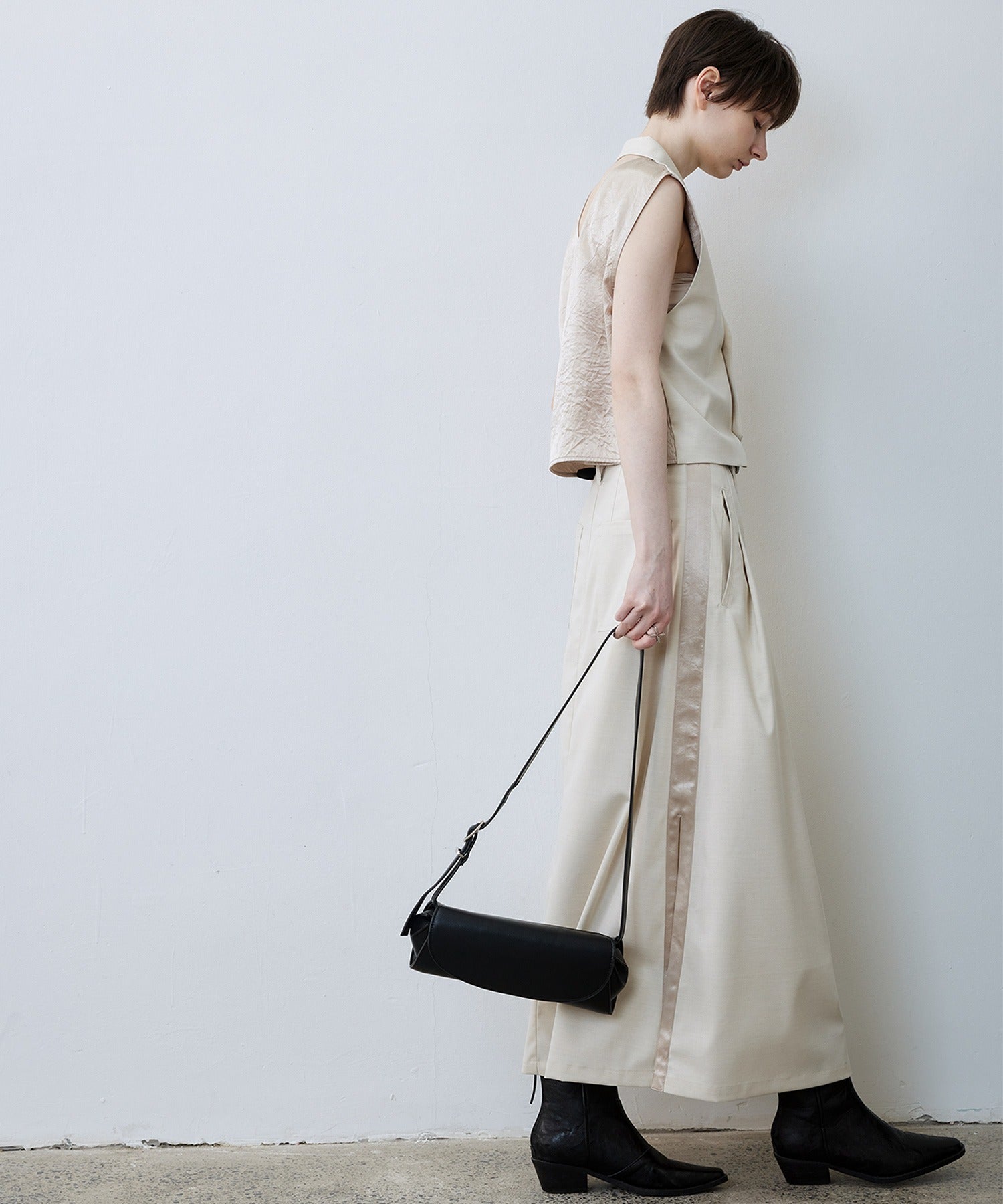Backless Tailored Vest with Acetate Paneling