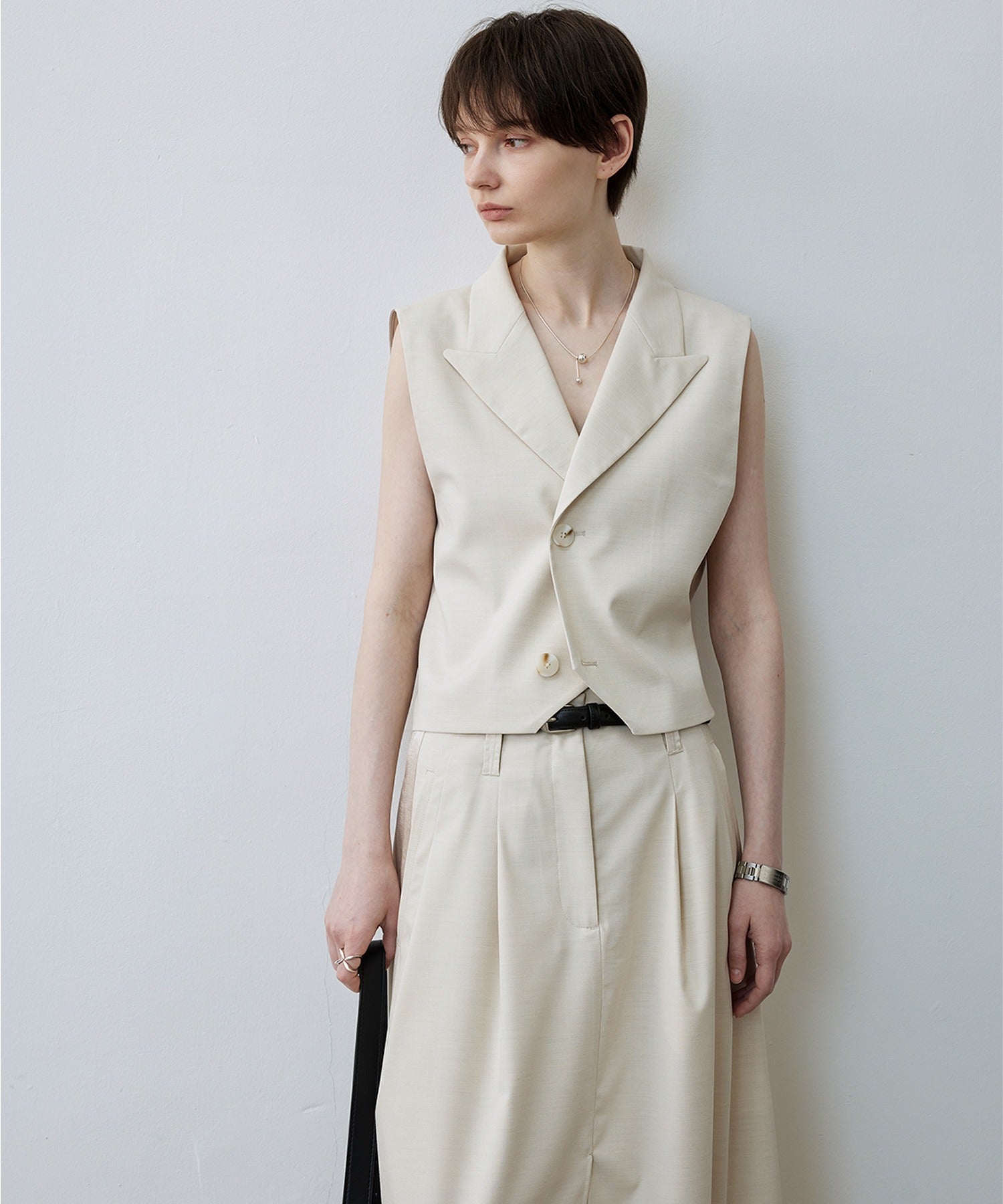 Backless Tailored Vest with Acetate Paneling