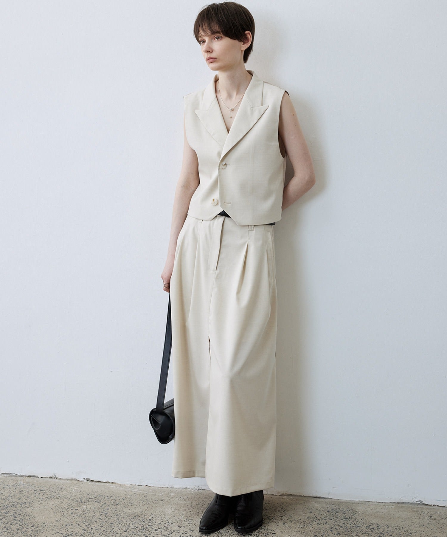 Backless Tailored Vest with Acetate Paneling