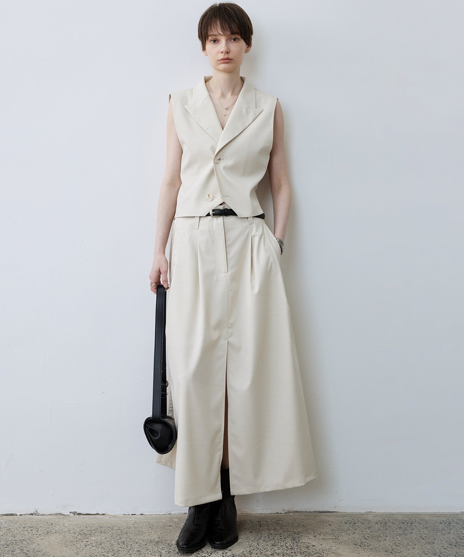 Backless Tailored Vest with Acetate Paneling