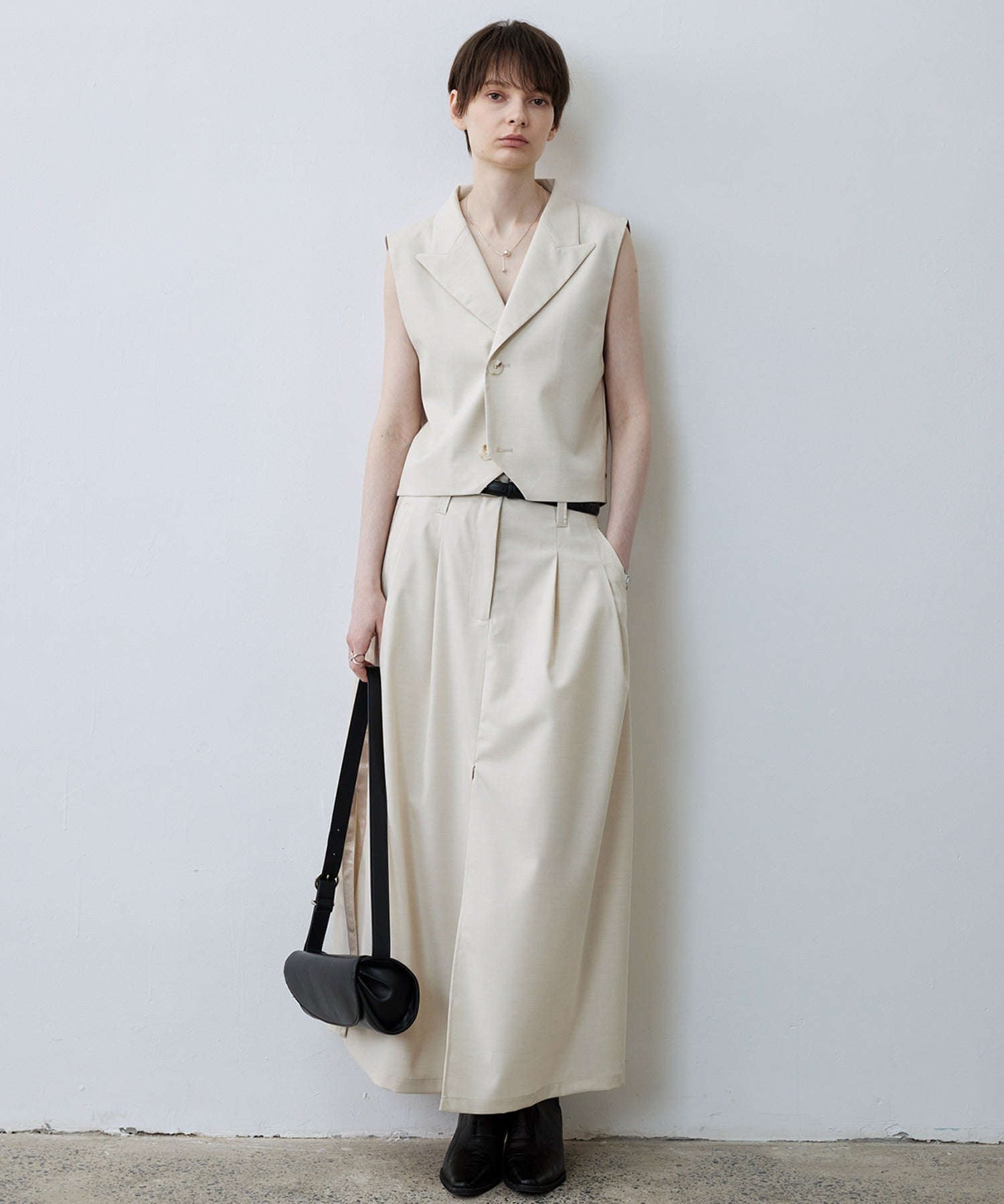 Backless Tailored Vest with Acetate Paneling