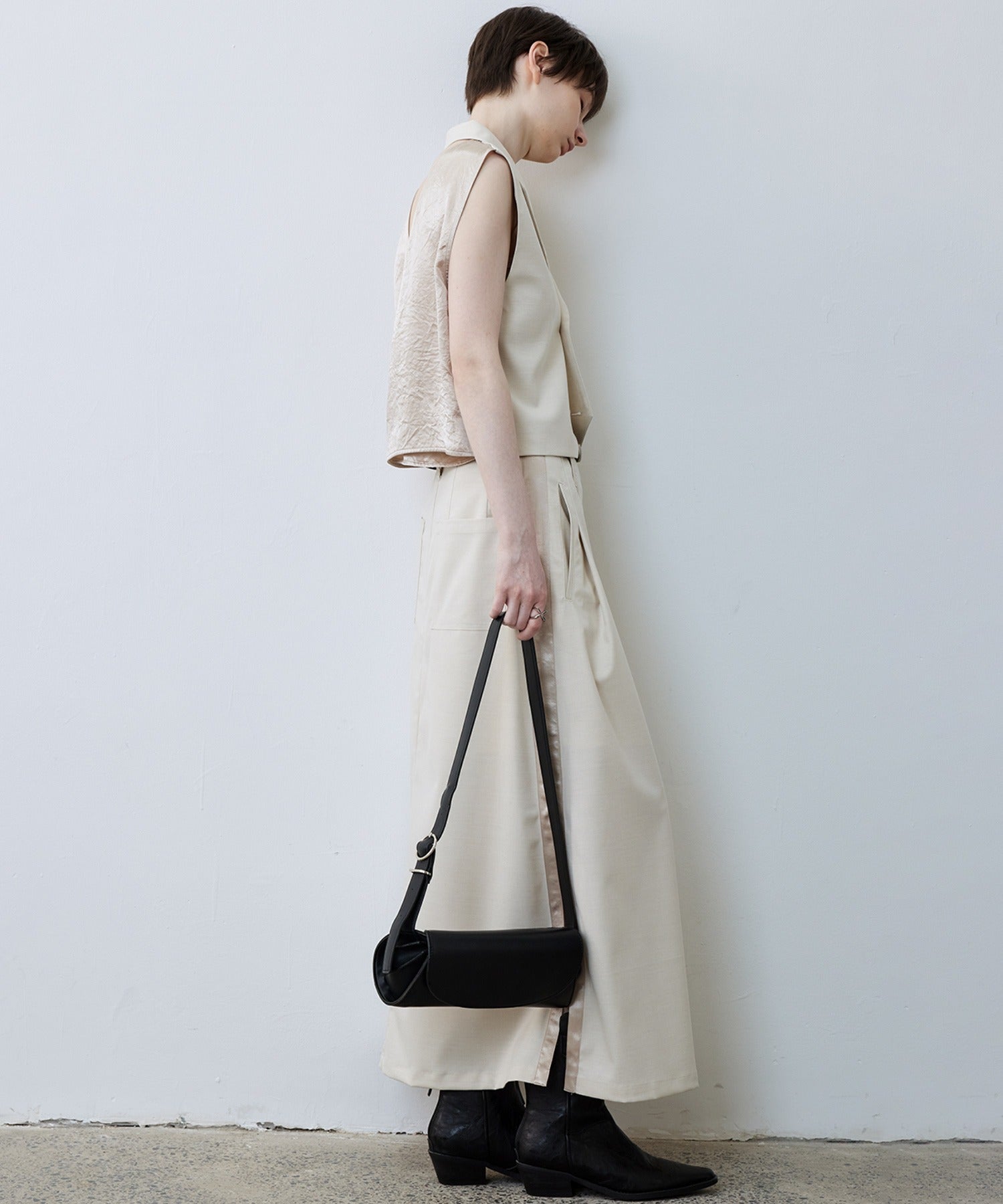Backless Tailored Vest with Acetate Paneling
