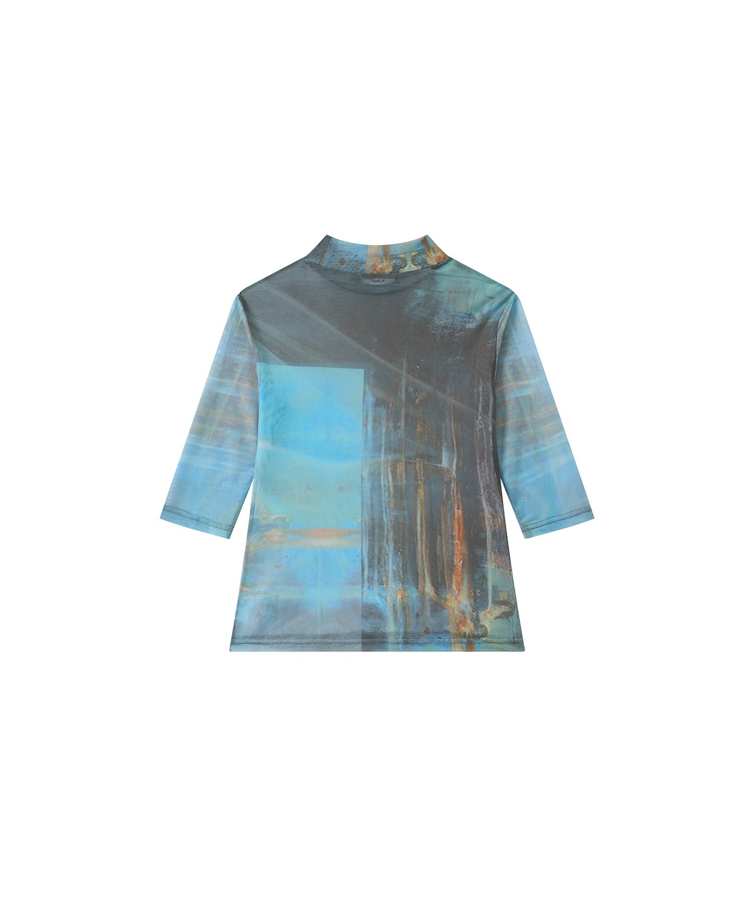 Printed Mesh Semi-Sheer Top