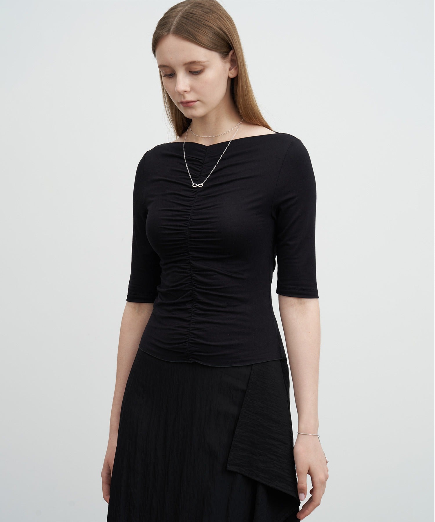 Ruffle-Draped Knit Cutsew Tee