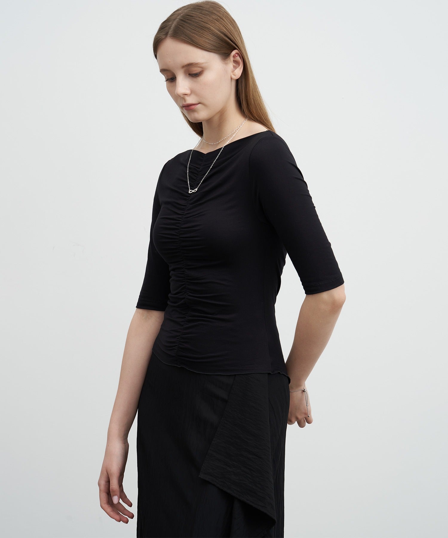 Ruffle-Draped Knit Cutsew Tee