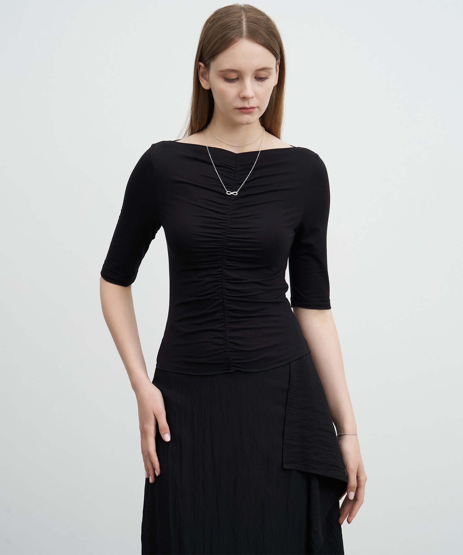 Ruffle-Draped Knit Cutsew Tee