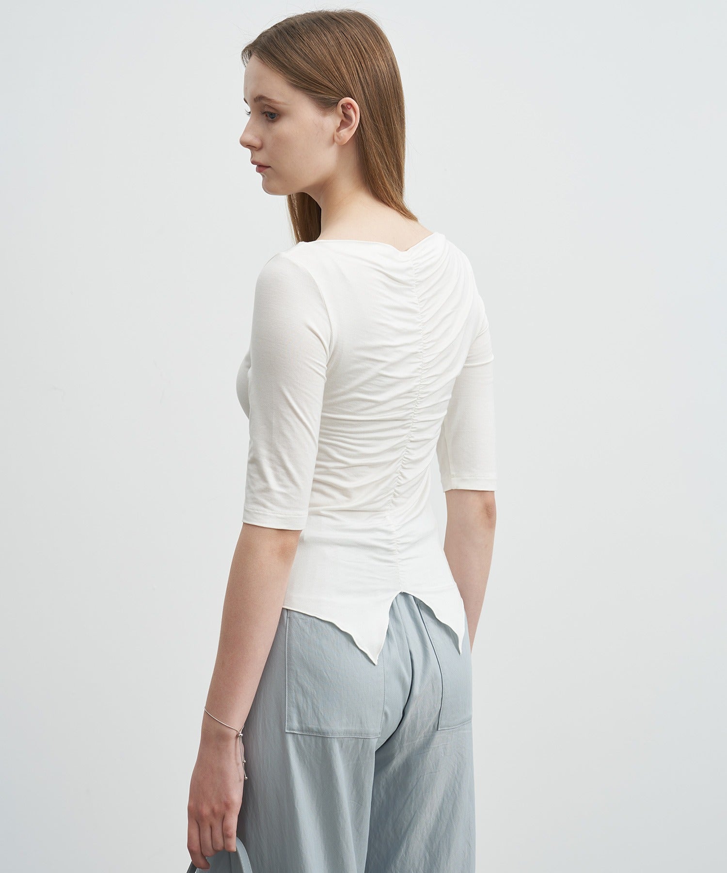 Ruffle-Draped Knit Cutsew Tee