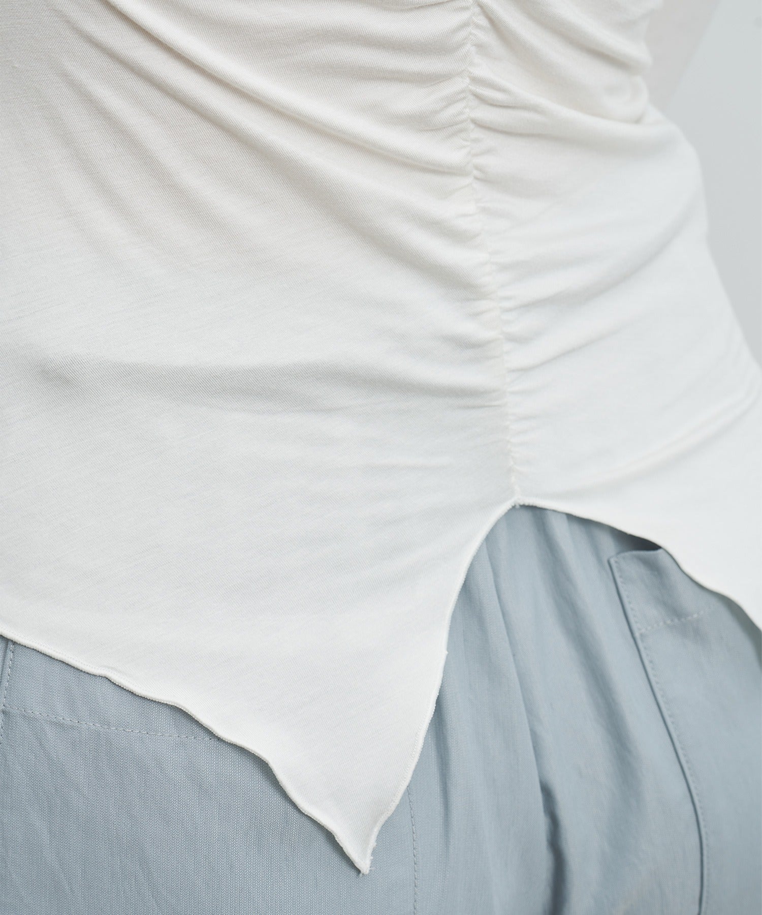 Ruffle-Draped Knit Cutsew Tee
