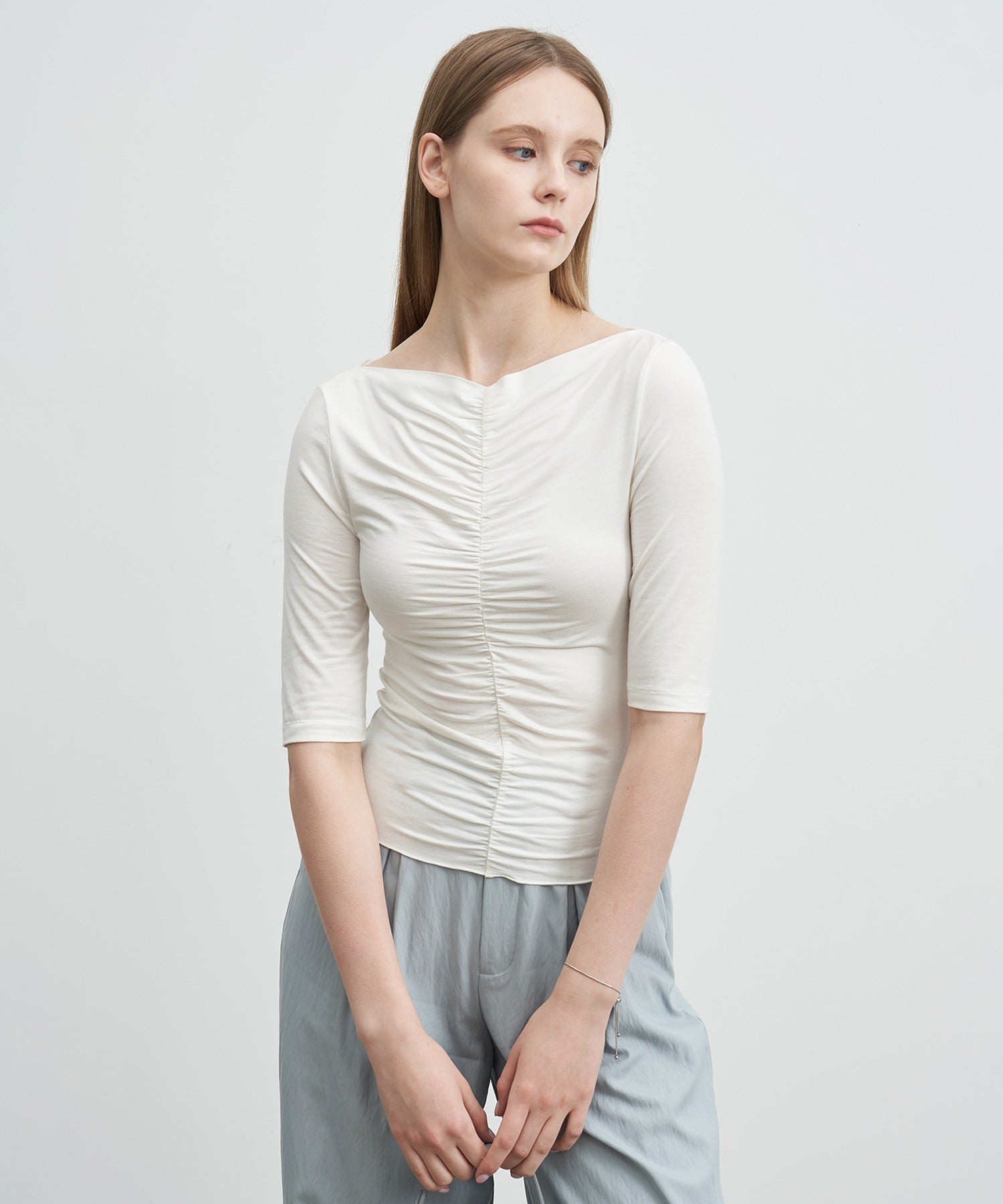 Ruffle-Draped Knit Cutsew Tee