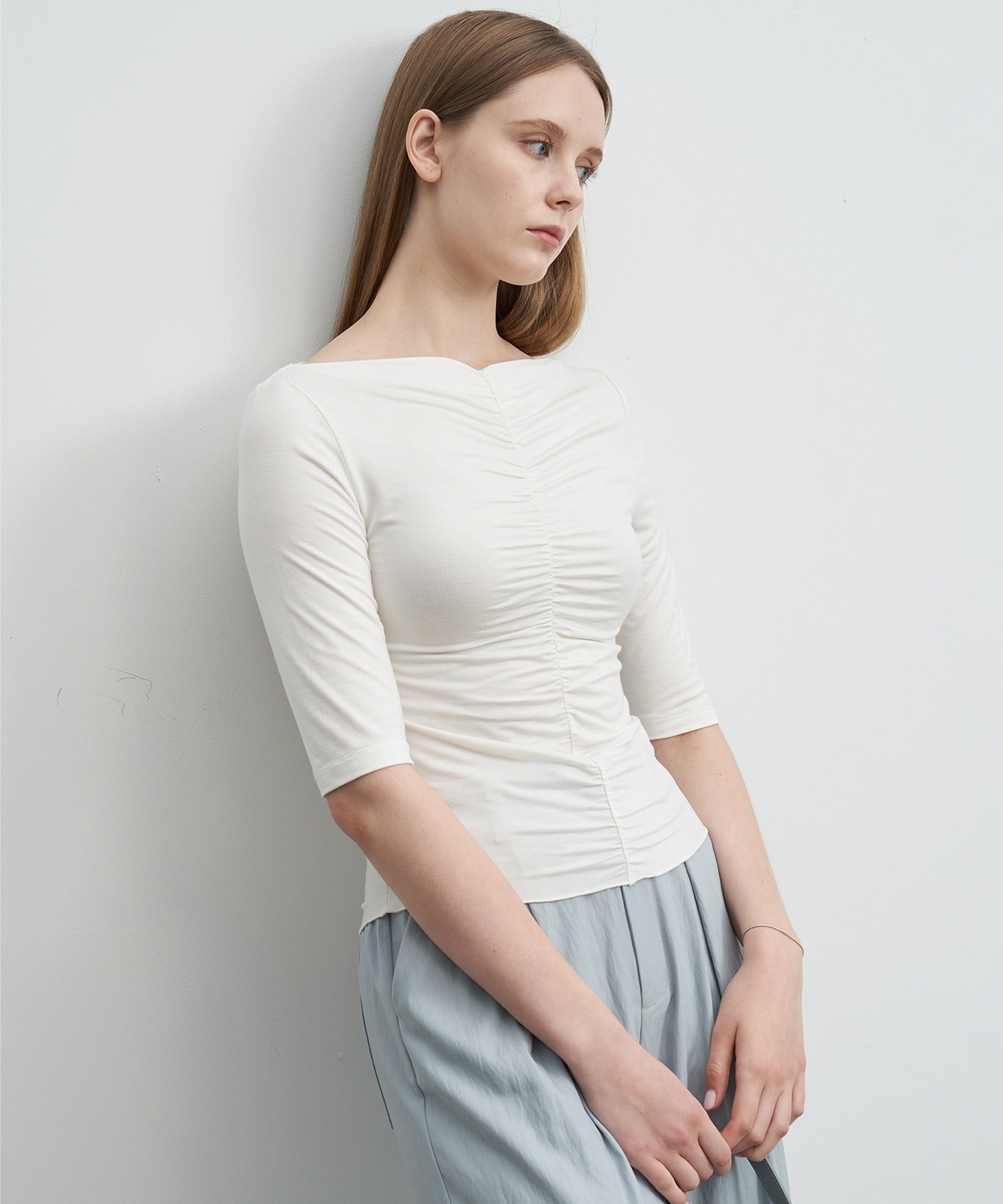 Ruffle-Draped Knit Cutsew Tee