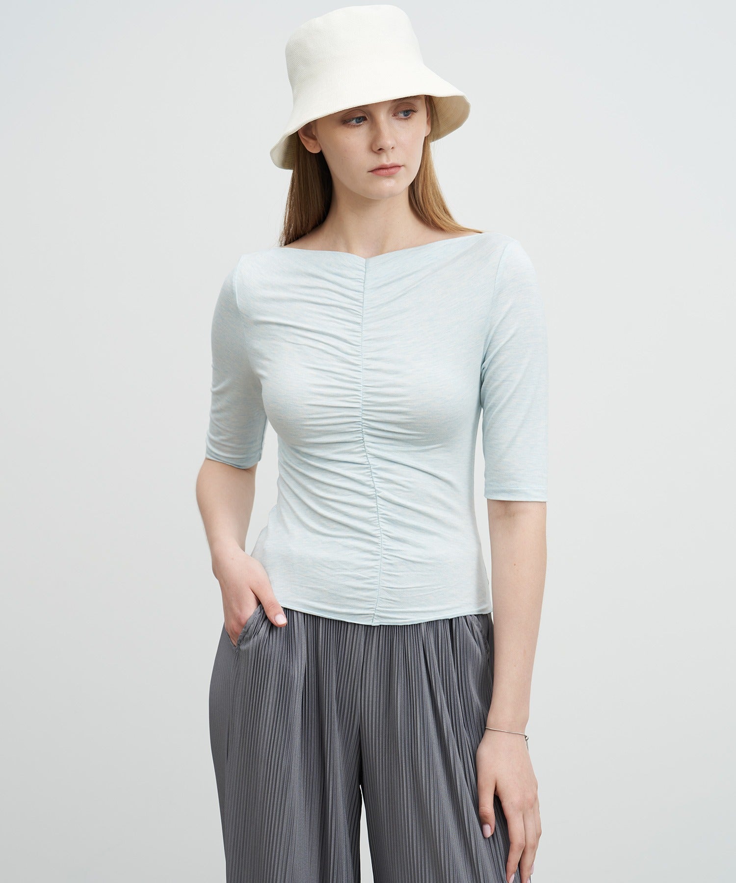 Ruffle-Draped Knit Cutsew Tee