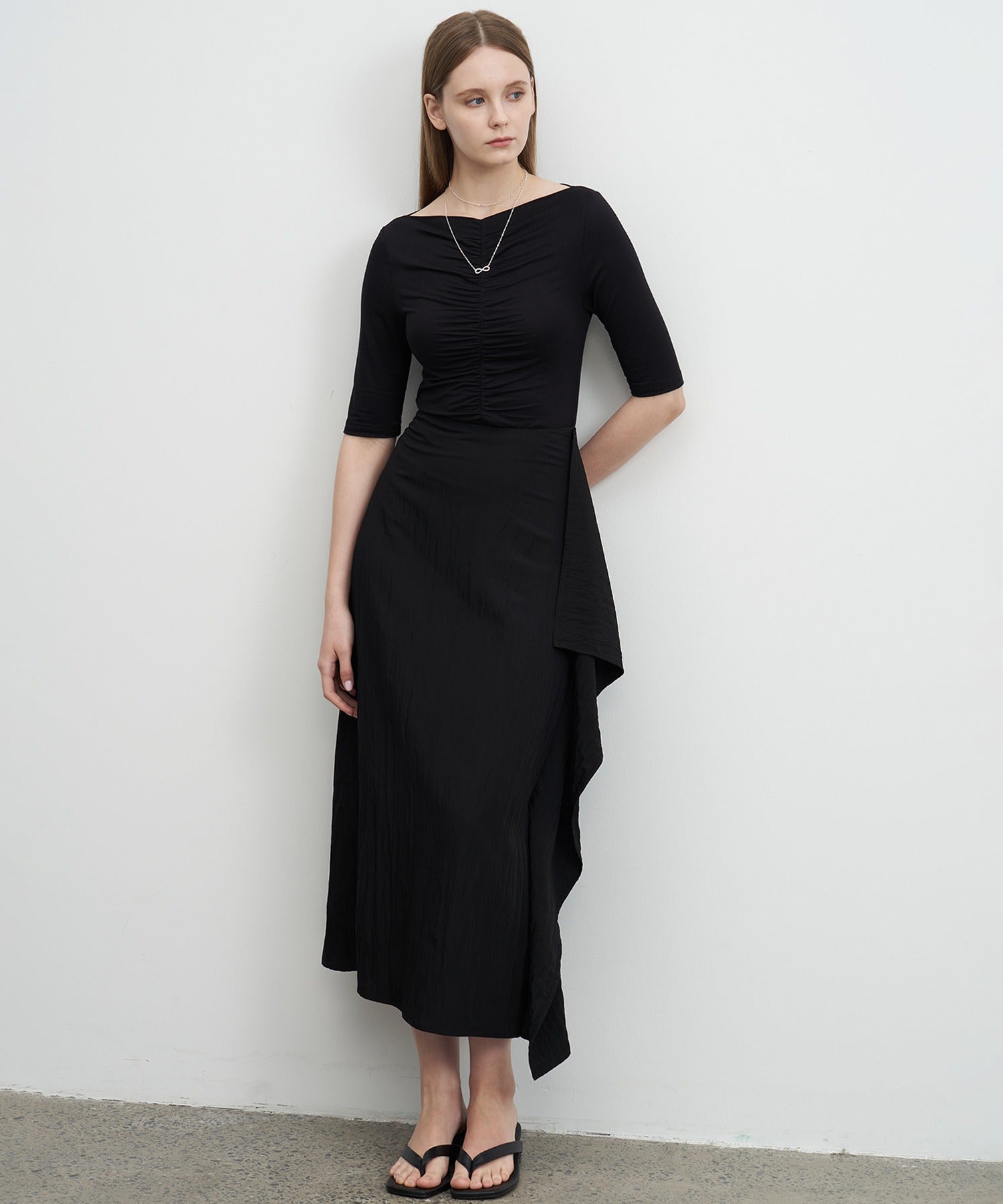 Side Frill Drape Skirt