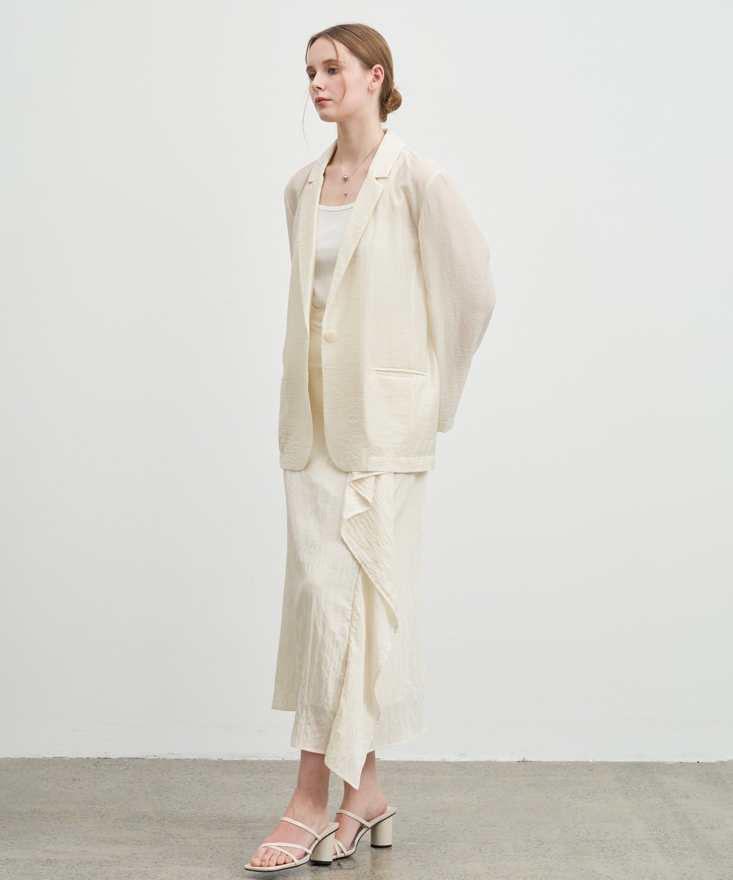 Side Frill Drape Skirt