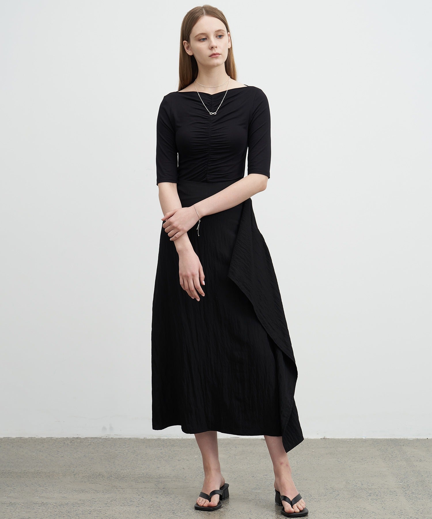 Side Frill Drape Skirt