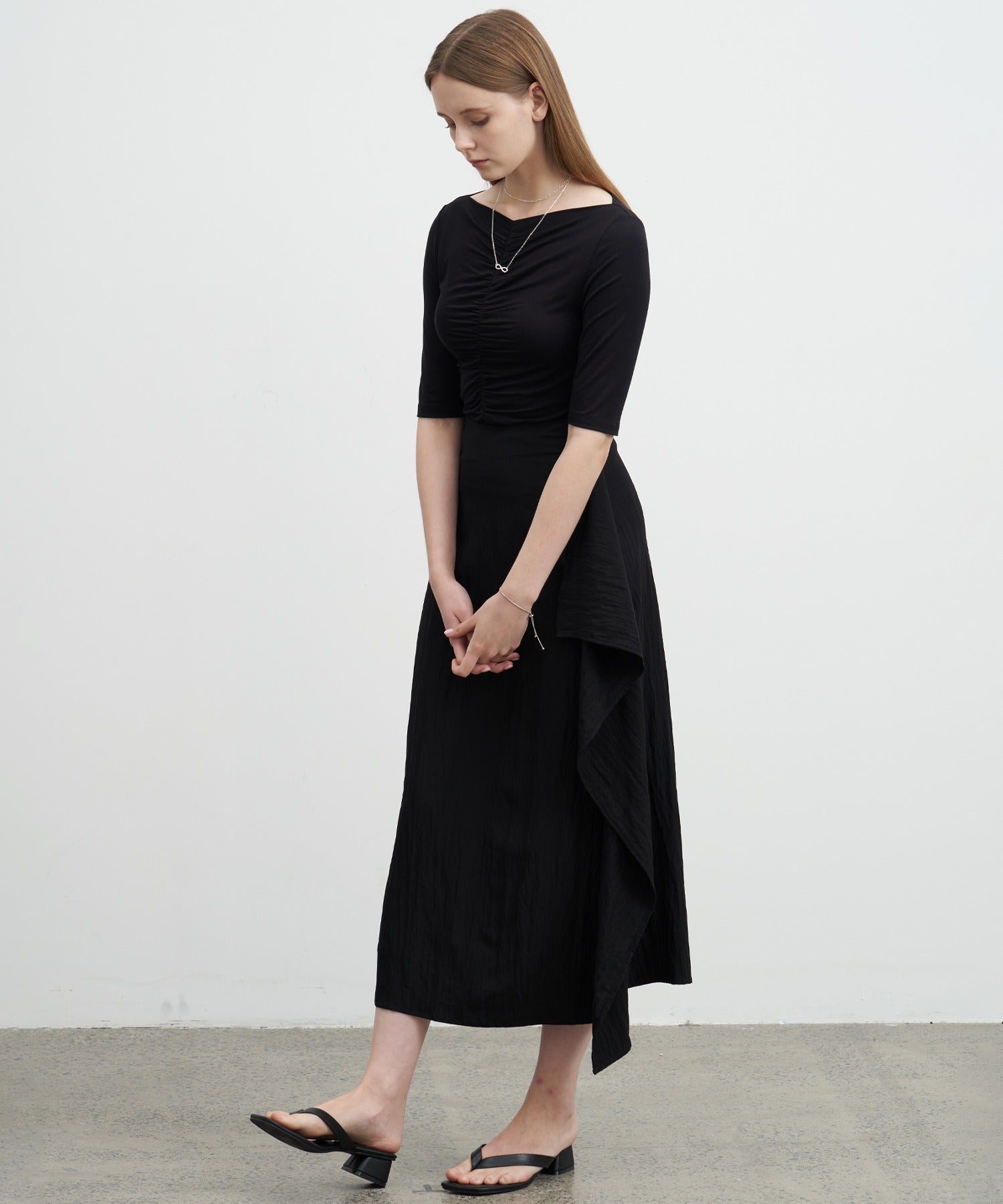 Side Frill Drape Skirt