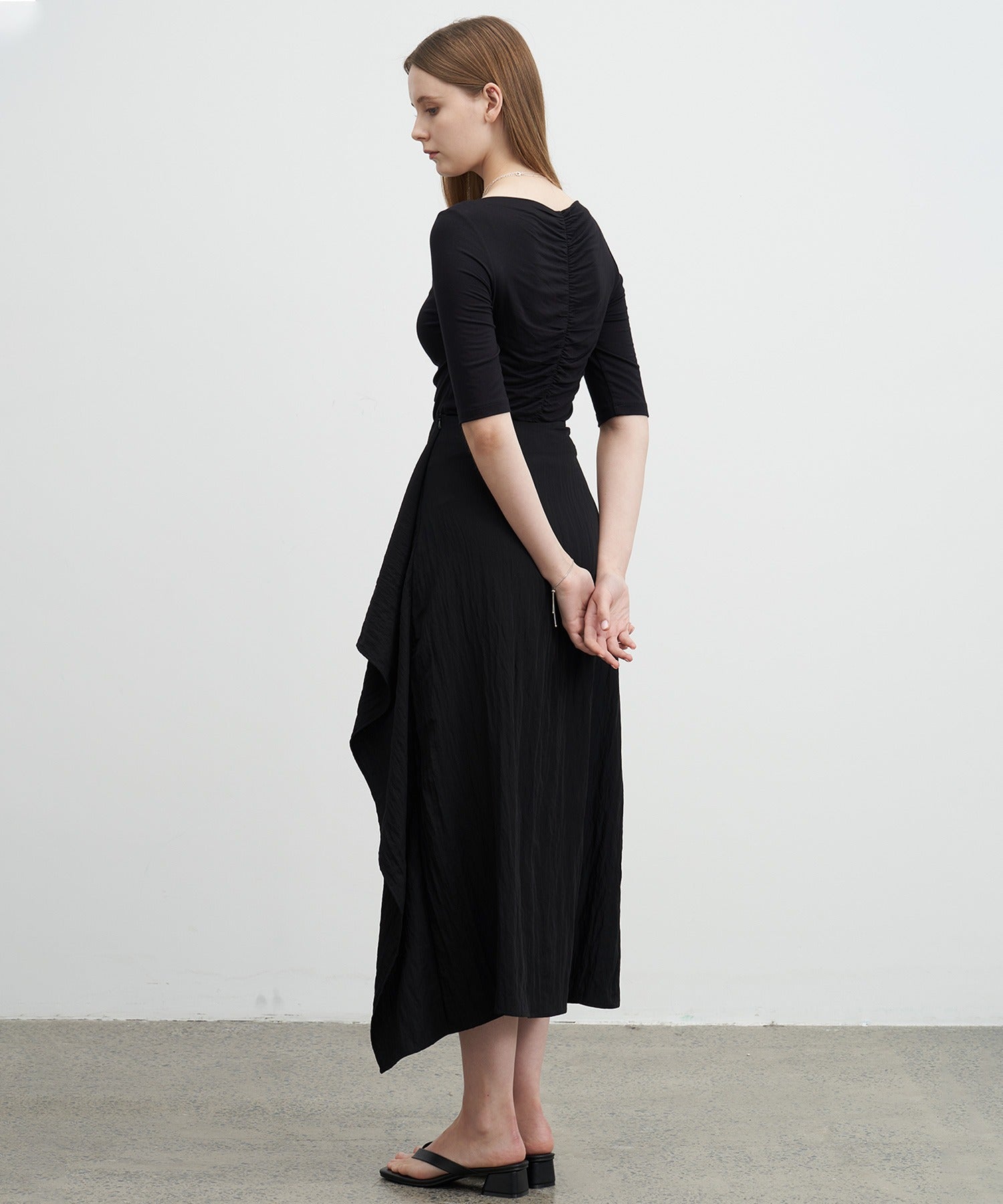 Side Frill Drape Skirt