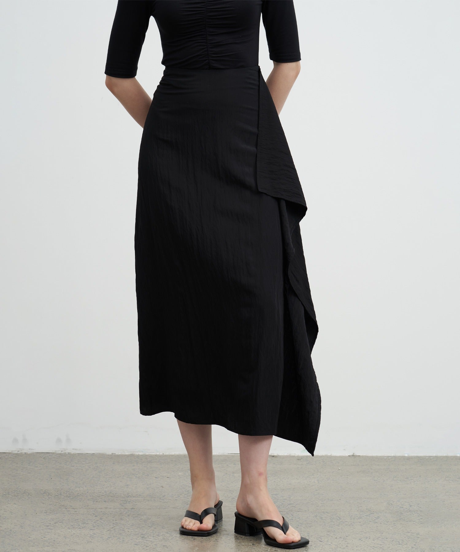 Side Frill Drape Skirt