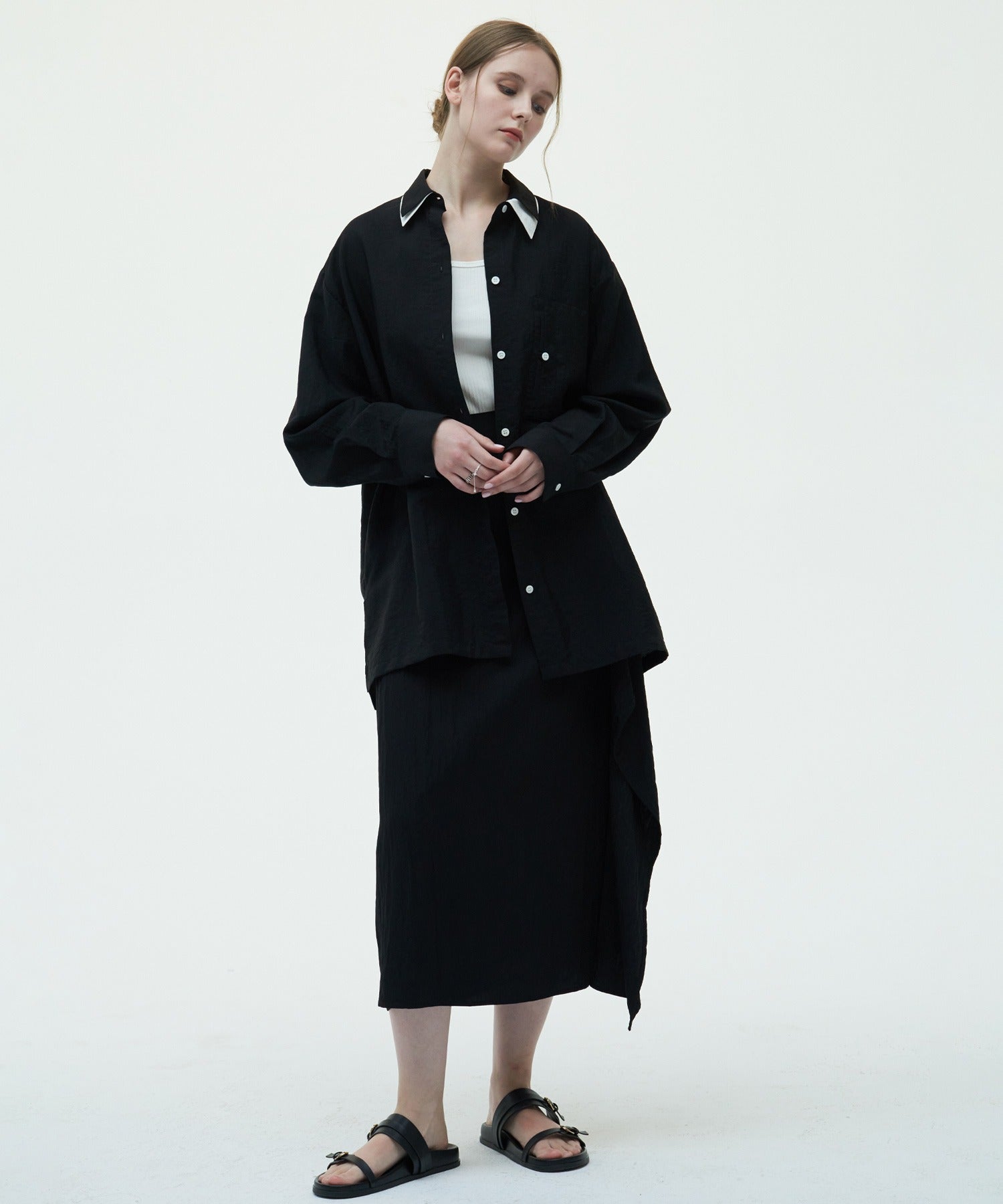 Side Frill Drape Skirt