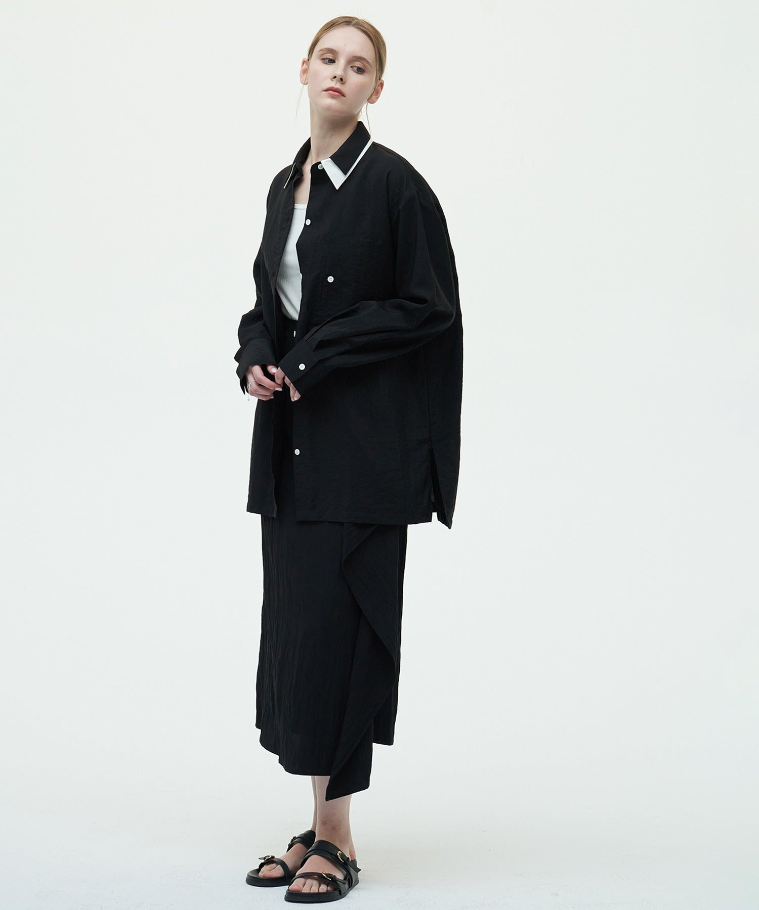 Side Frill Drape Skirt