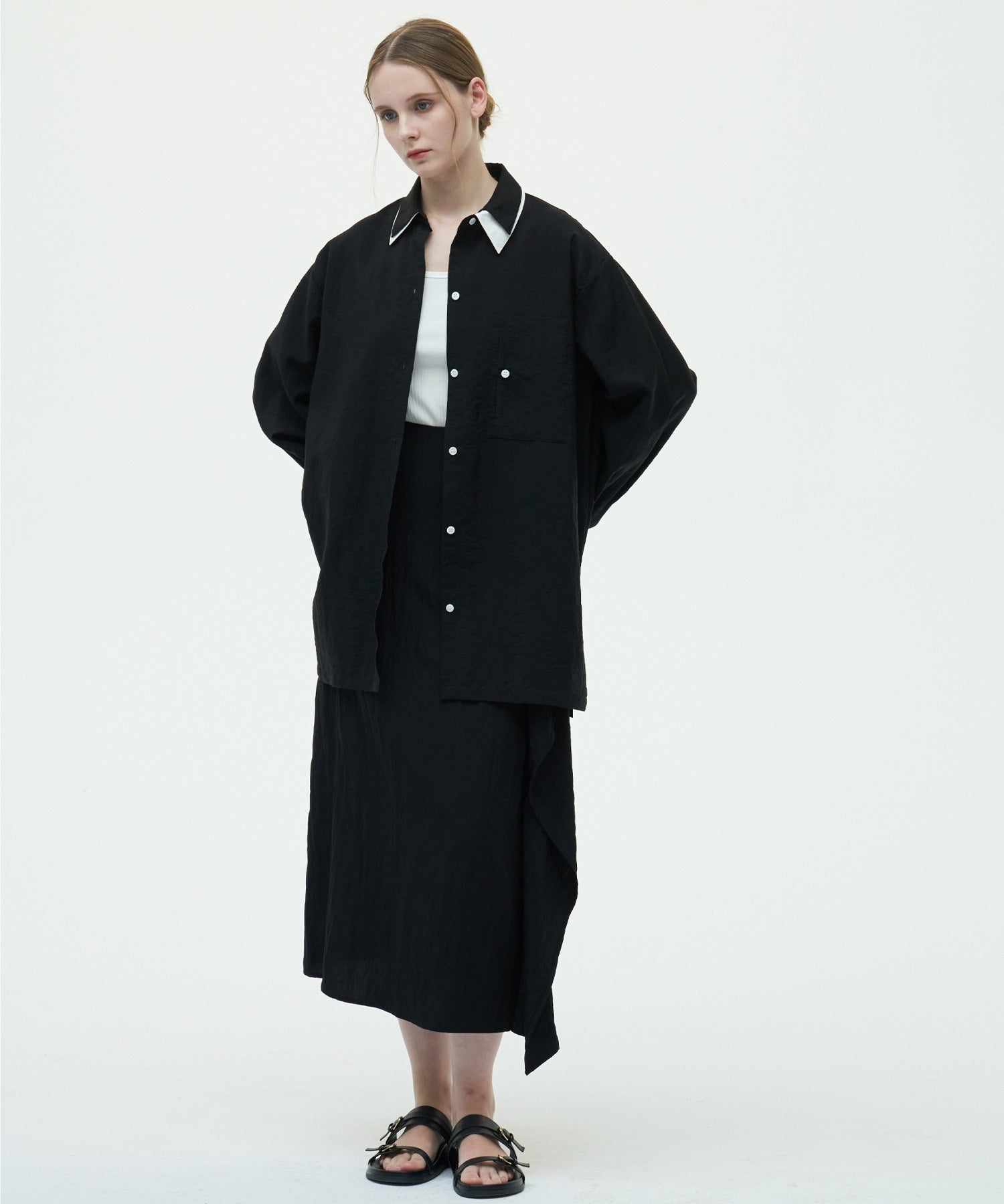 Side Frill Drape Skirt