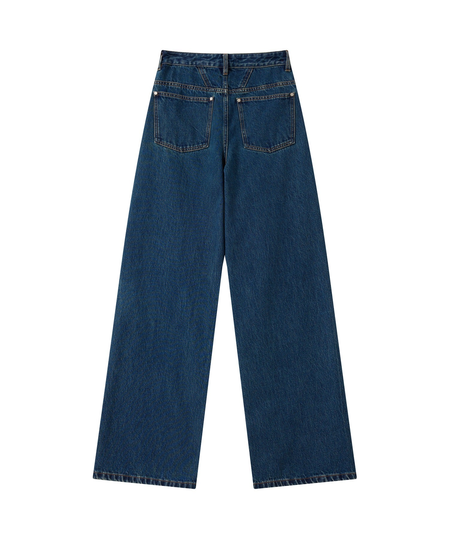 High-Rise Denim Pants with Waist Panel Detail