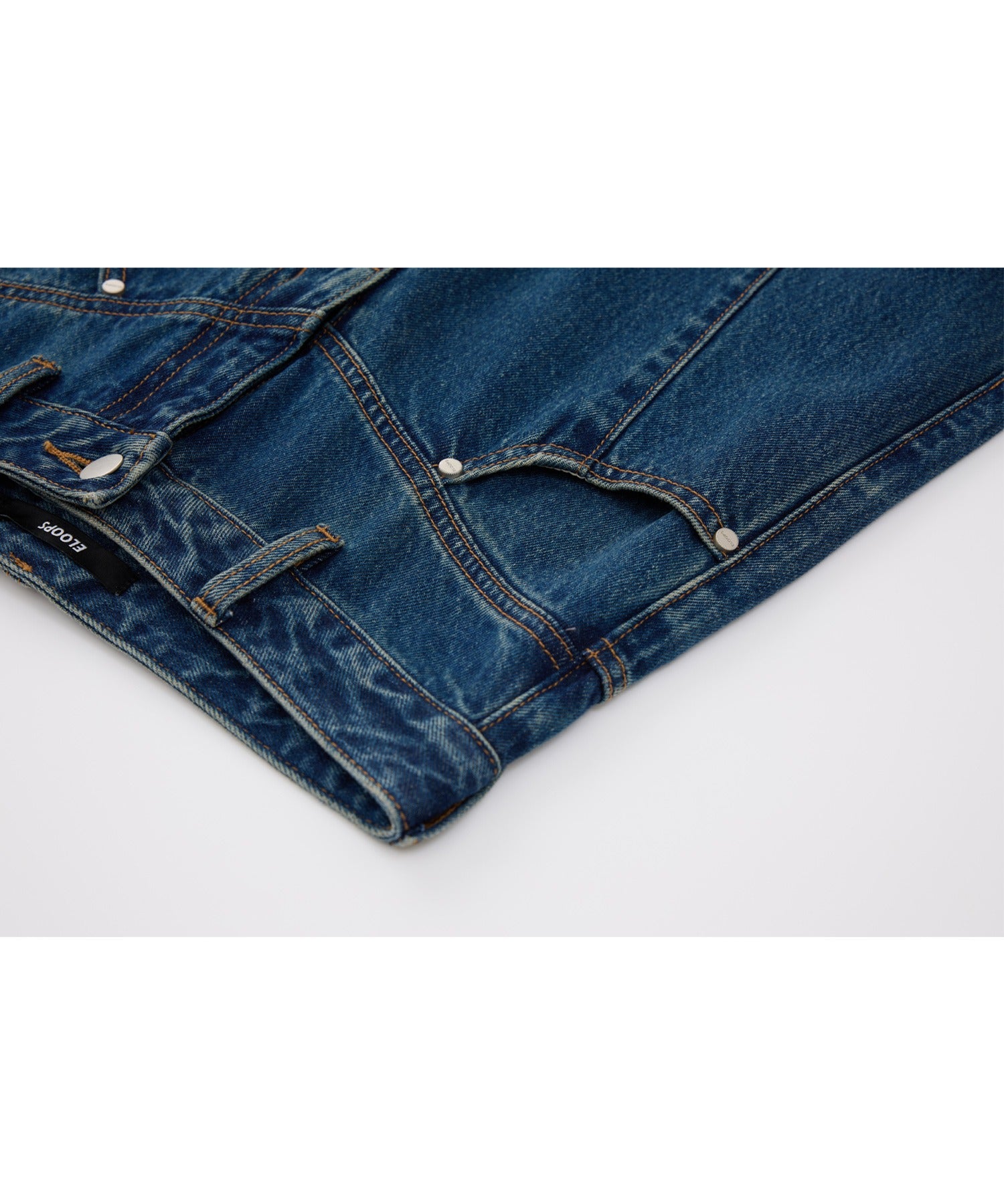 High-Rise Denim Pants with Waist Panel Detail