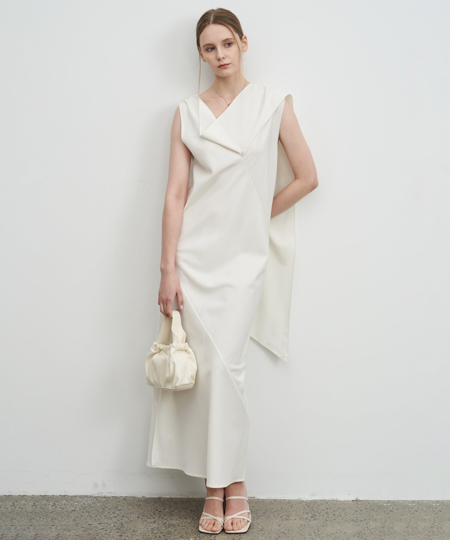 Drape Long Frill 2-Way Midi Dress