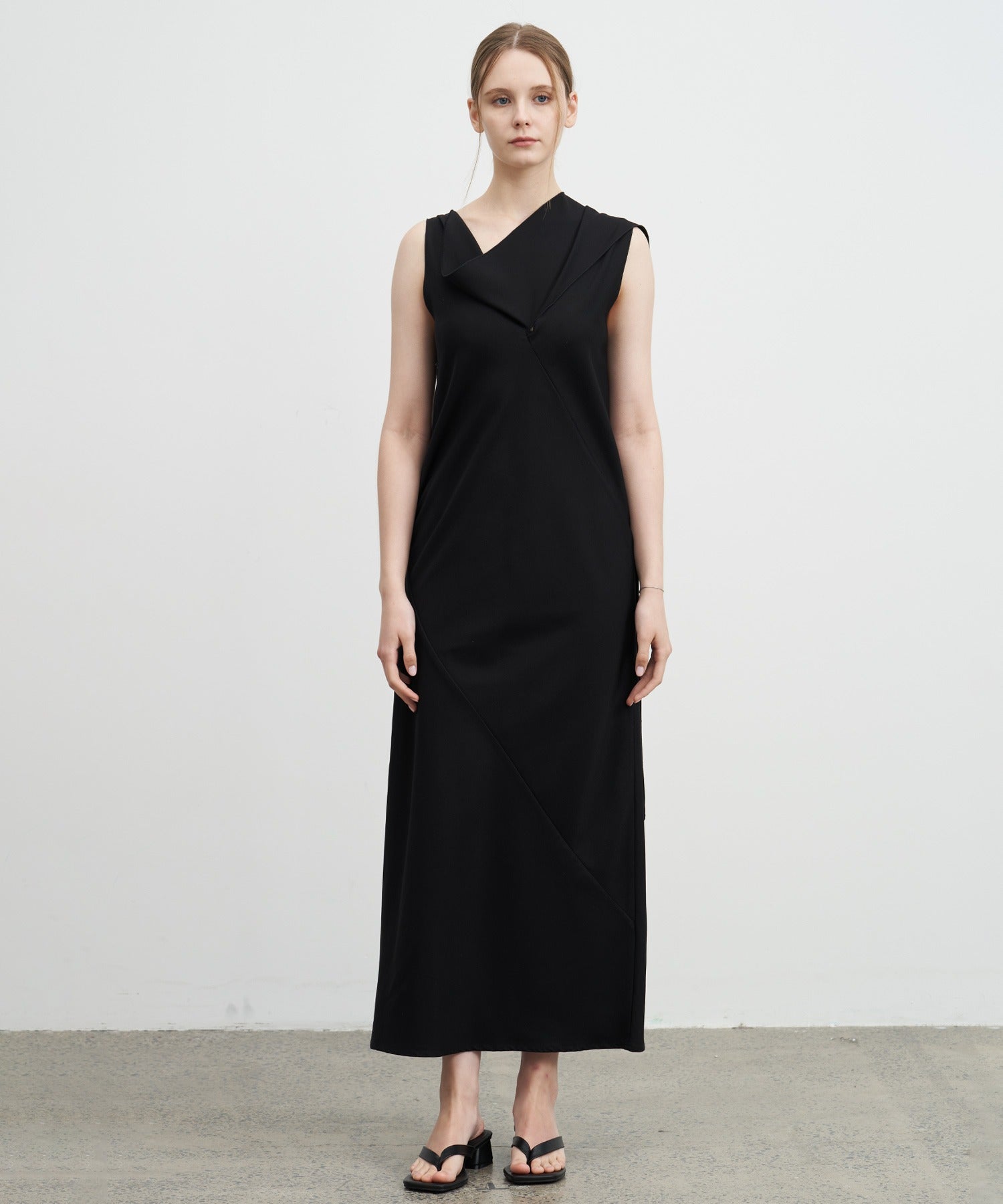 Drape Long Frill 2-Way Midi Dress