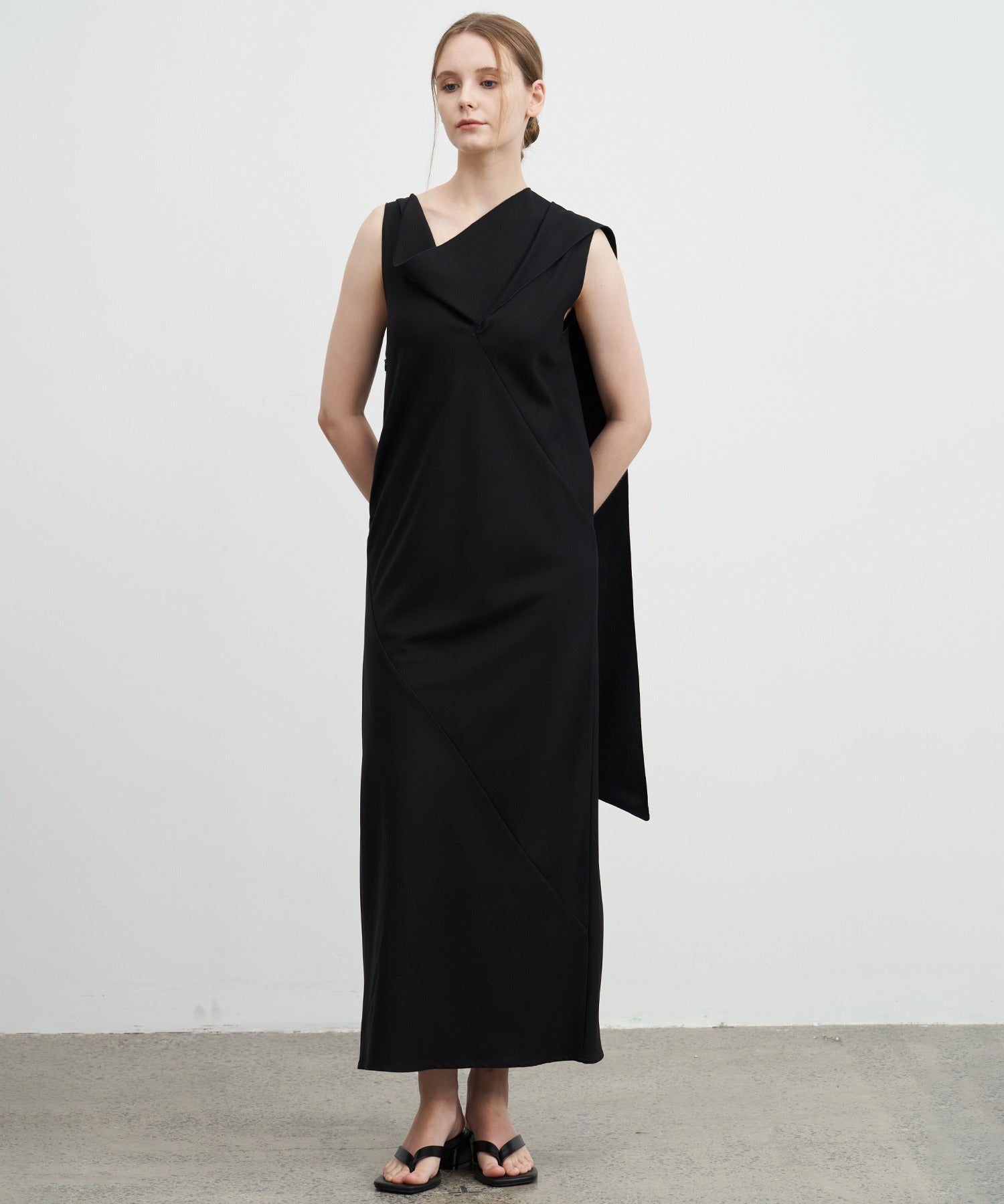 Drape Long Frill 2-Way Midi Dress