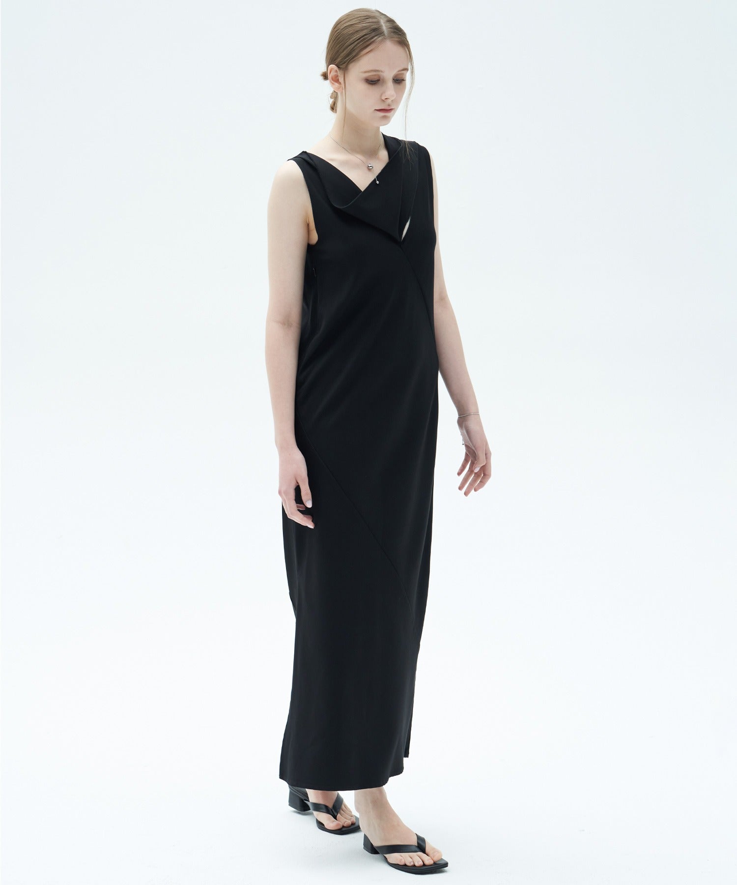 Drape Long Frill 2-Way Midi Dress