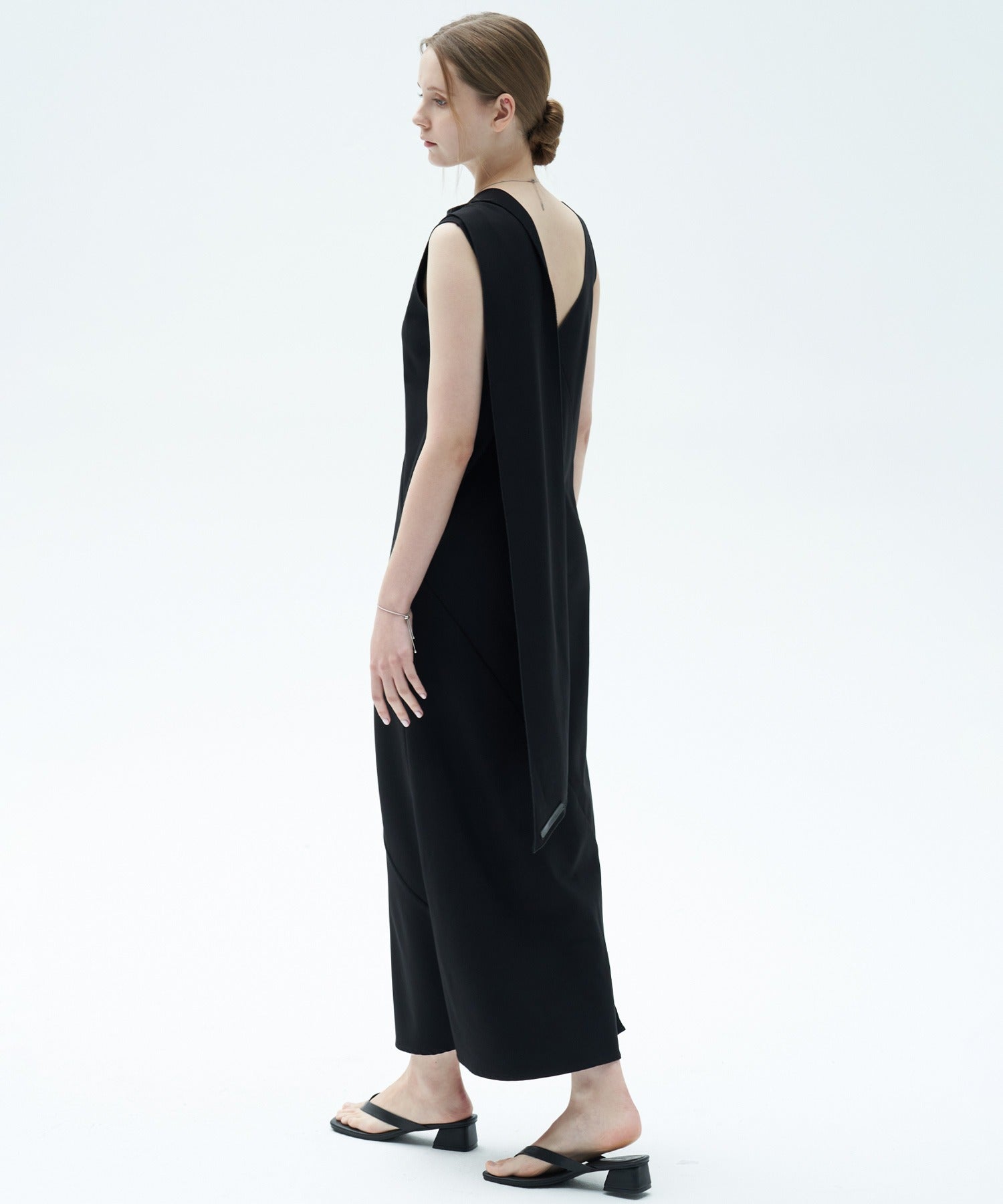 Drape Long Frill 2-Way Midi Dress