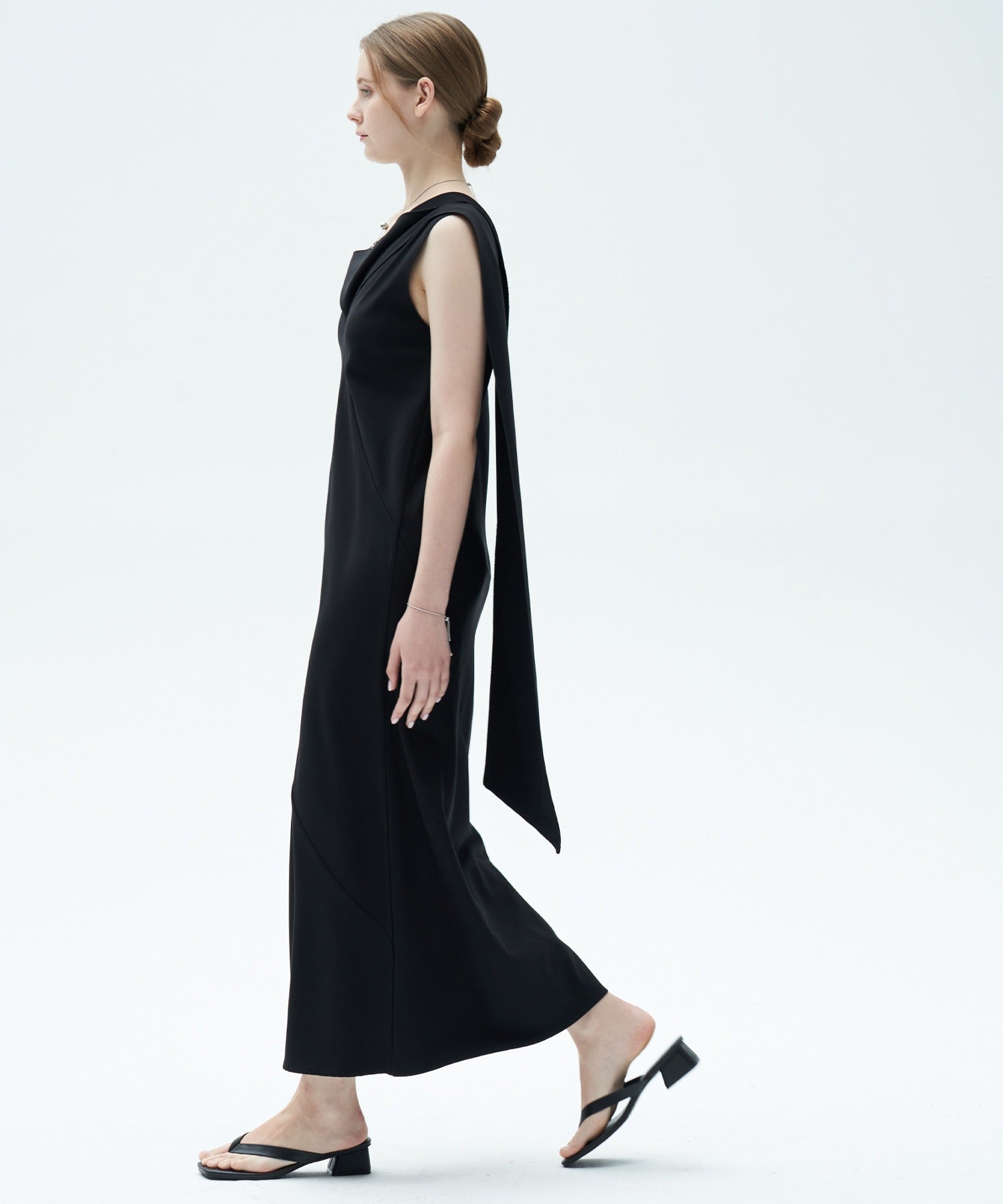Drape Long Frill 2-Way Midi Dress