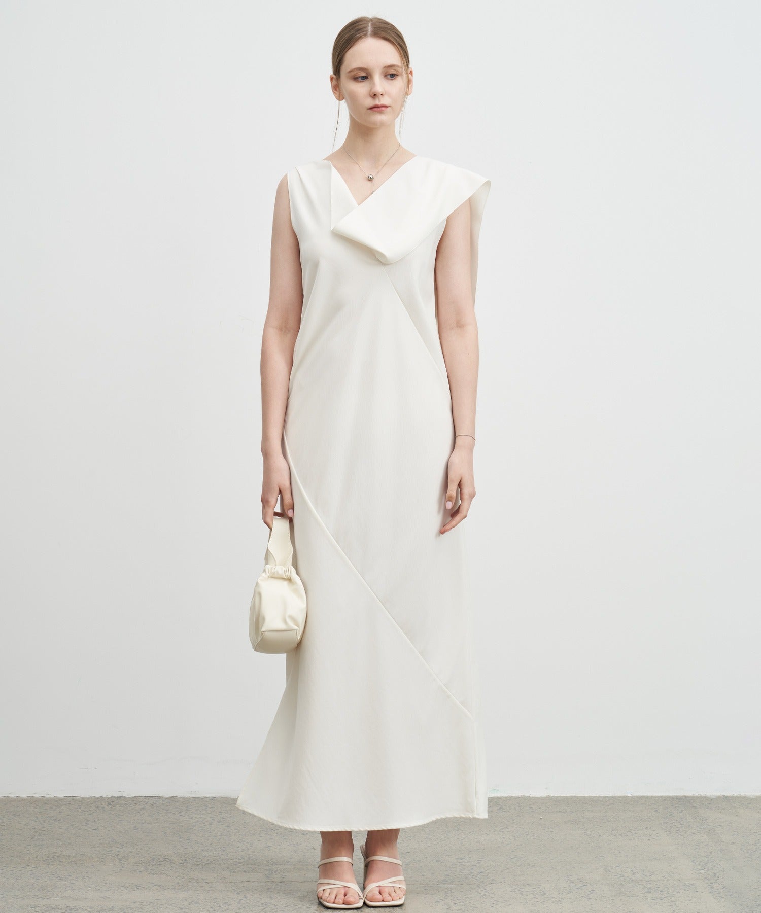 Drape Long Frill 2-Way Midi Dress