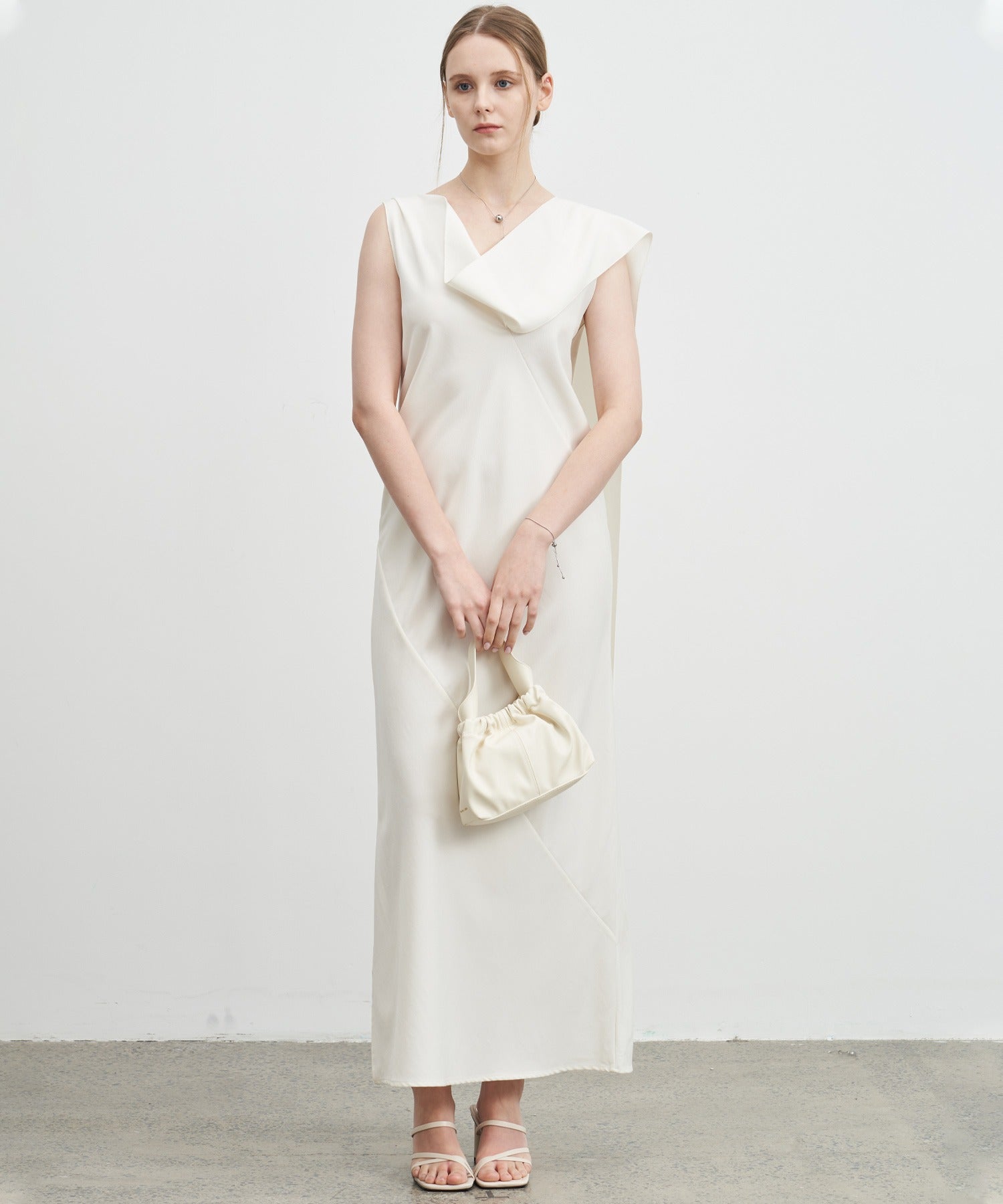 Drape Long Frill 2-Way Midi Dress