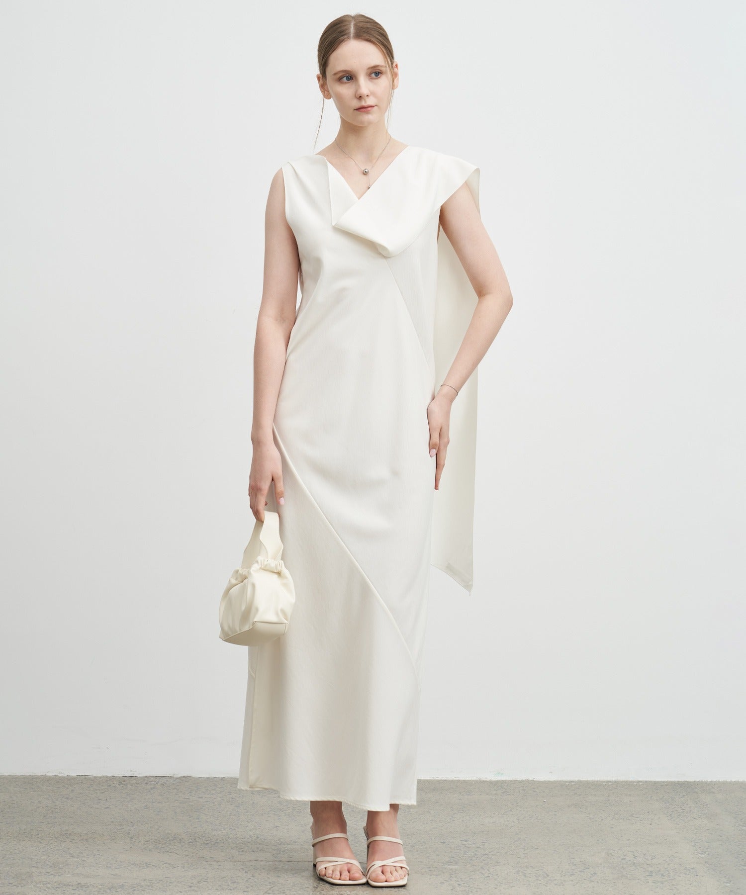 Drape Long Frill 2-Way Midi Dress