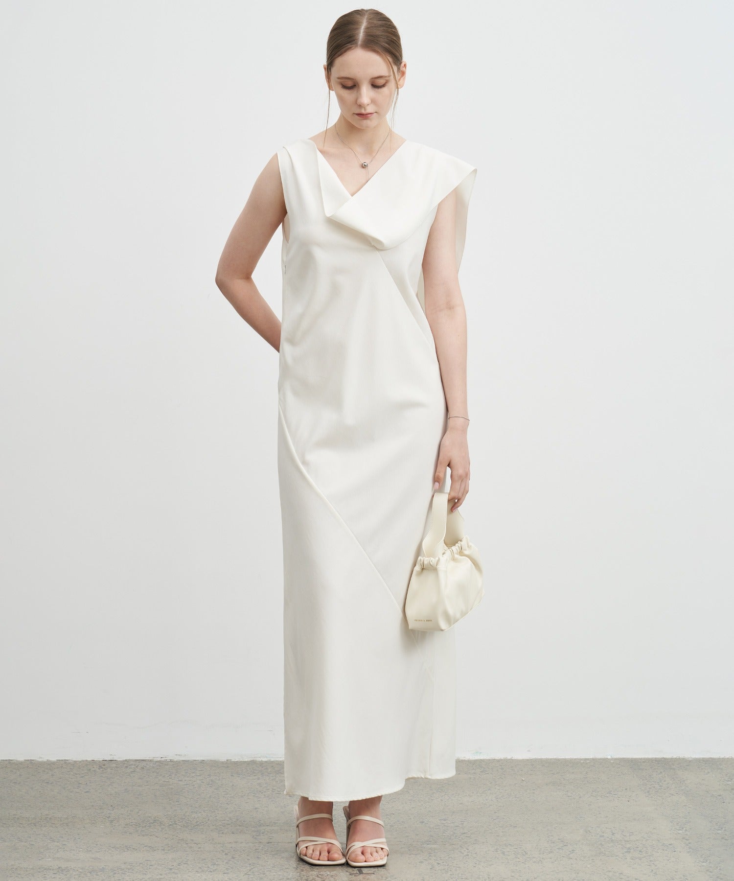 Drape Long Frill 2-Way Midi Dress