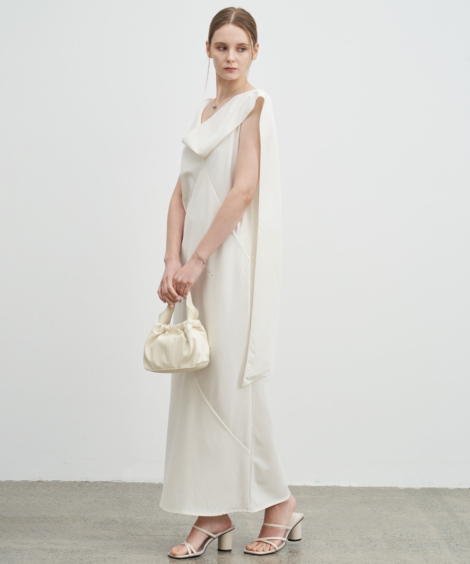 Drape Long Frill 2-Way Midi Dress