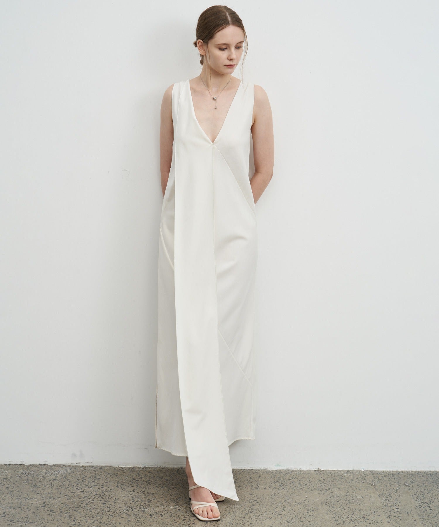 Drape Long Frill 2-Way Midi Dress