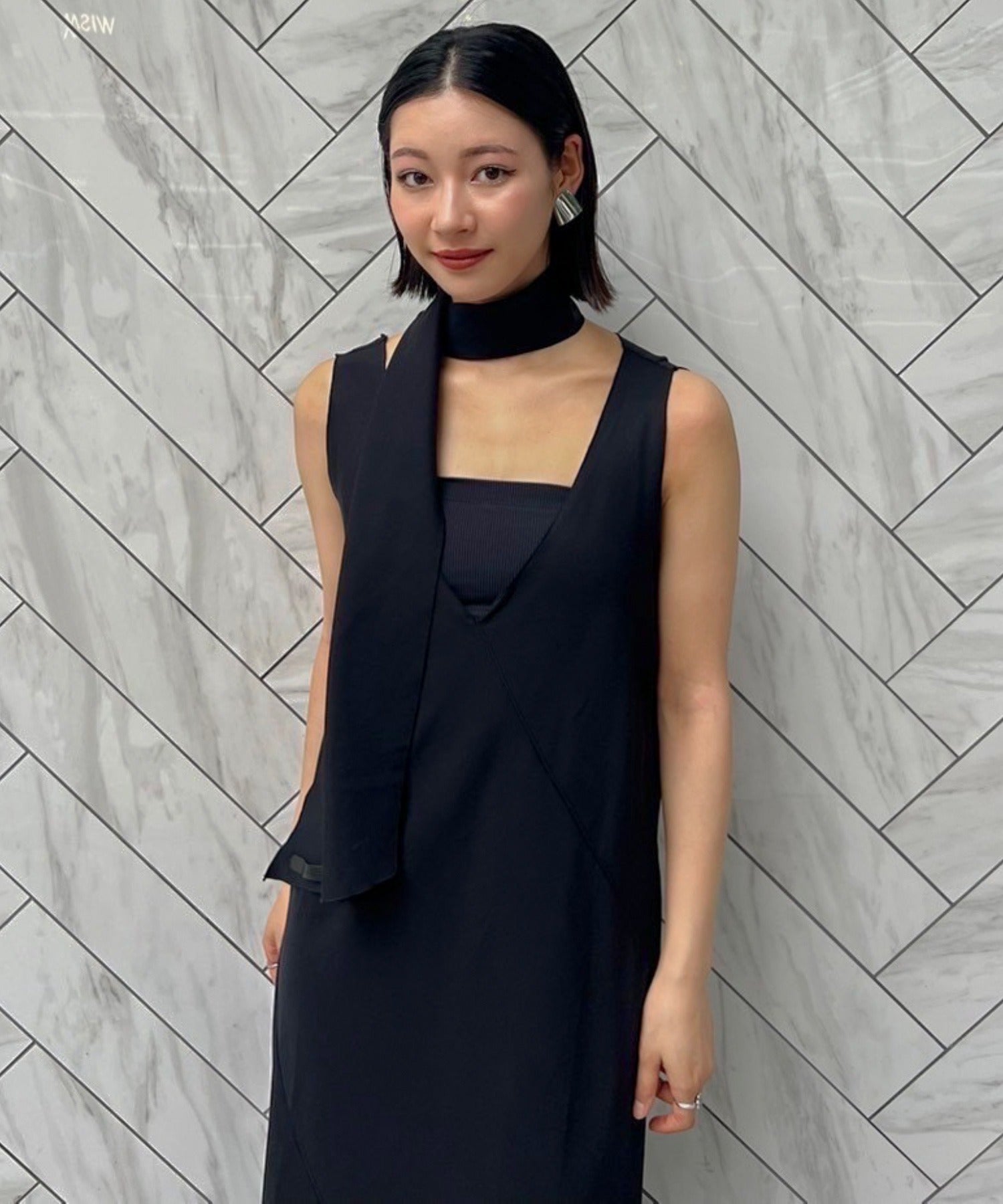 Drape Long Frill 2-Way Midi Dress