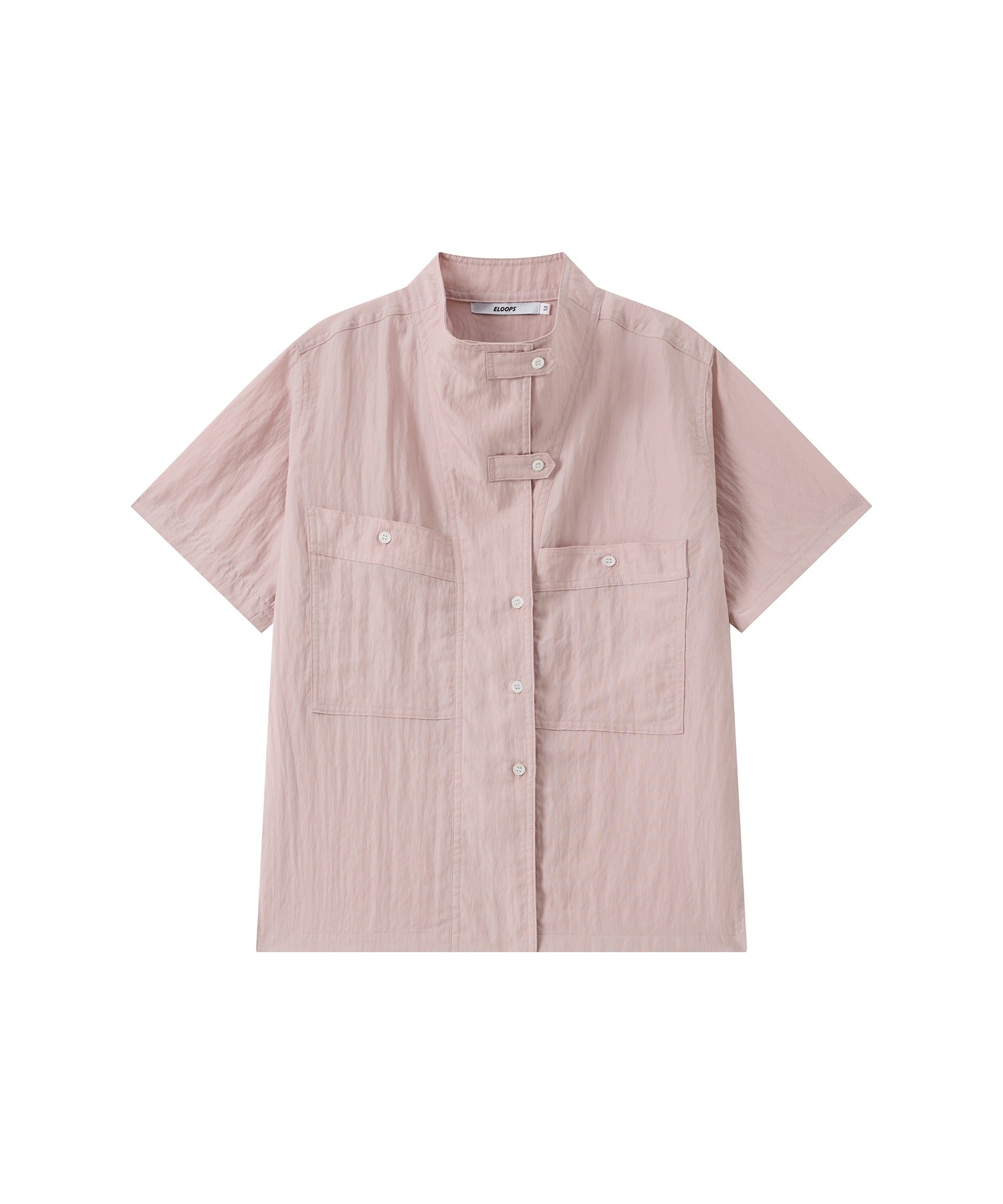 Mock Neck Washed Big Pocket Shirt