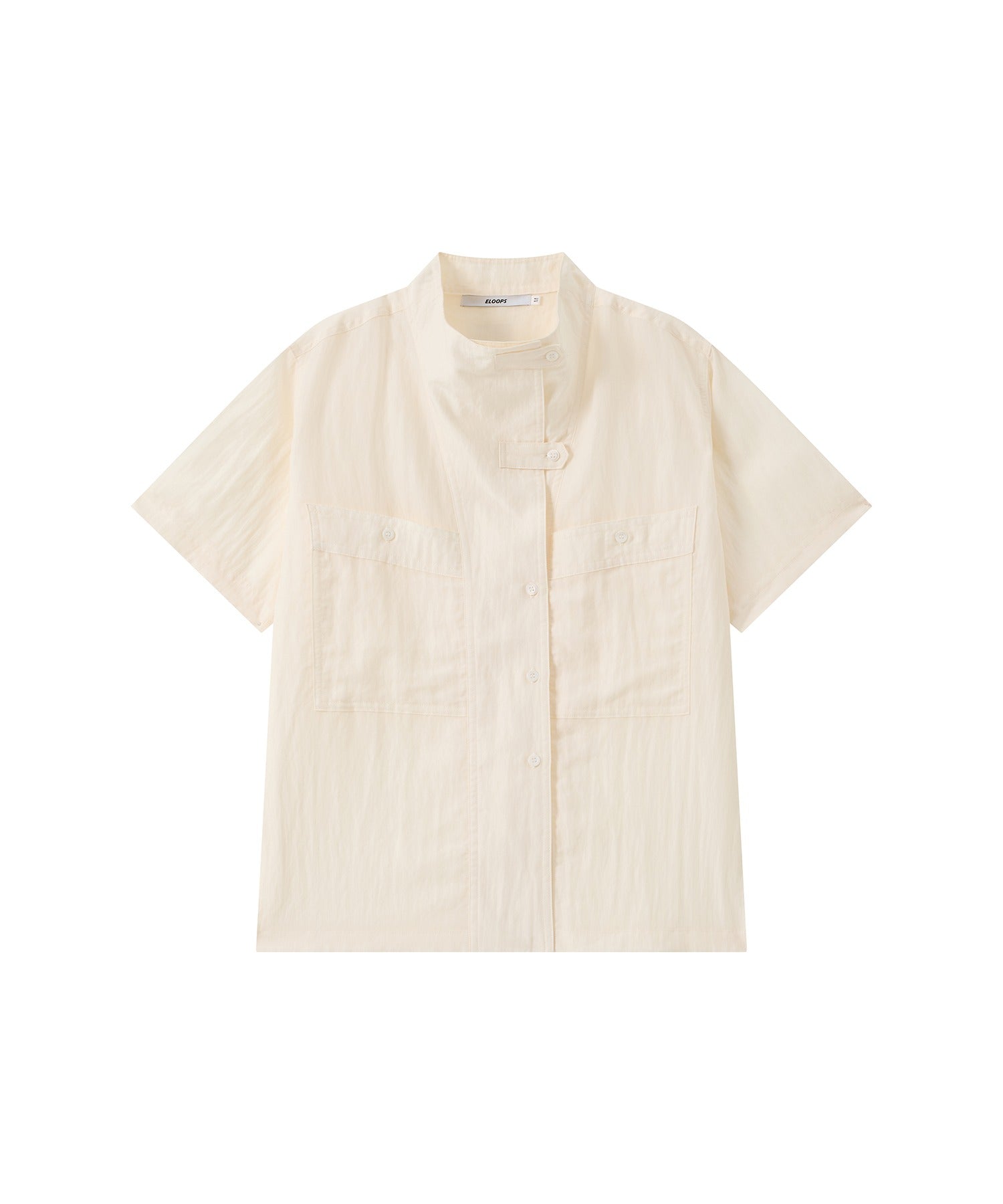 Mock Neck Washed Big Pocket Shirt
