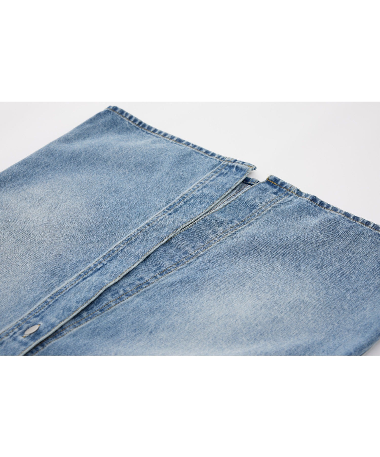 Button-front denim midi skirt