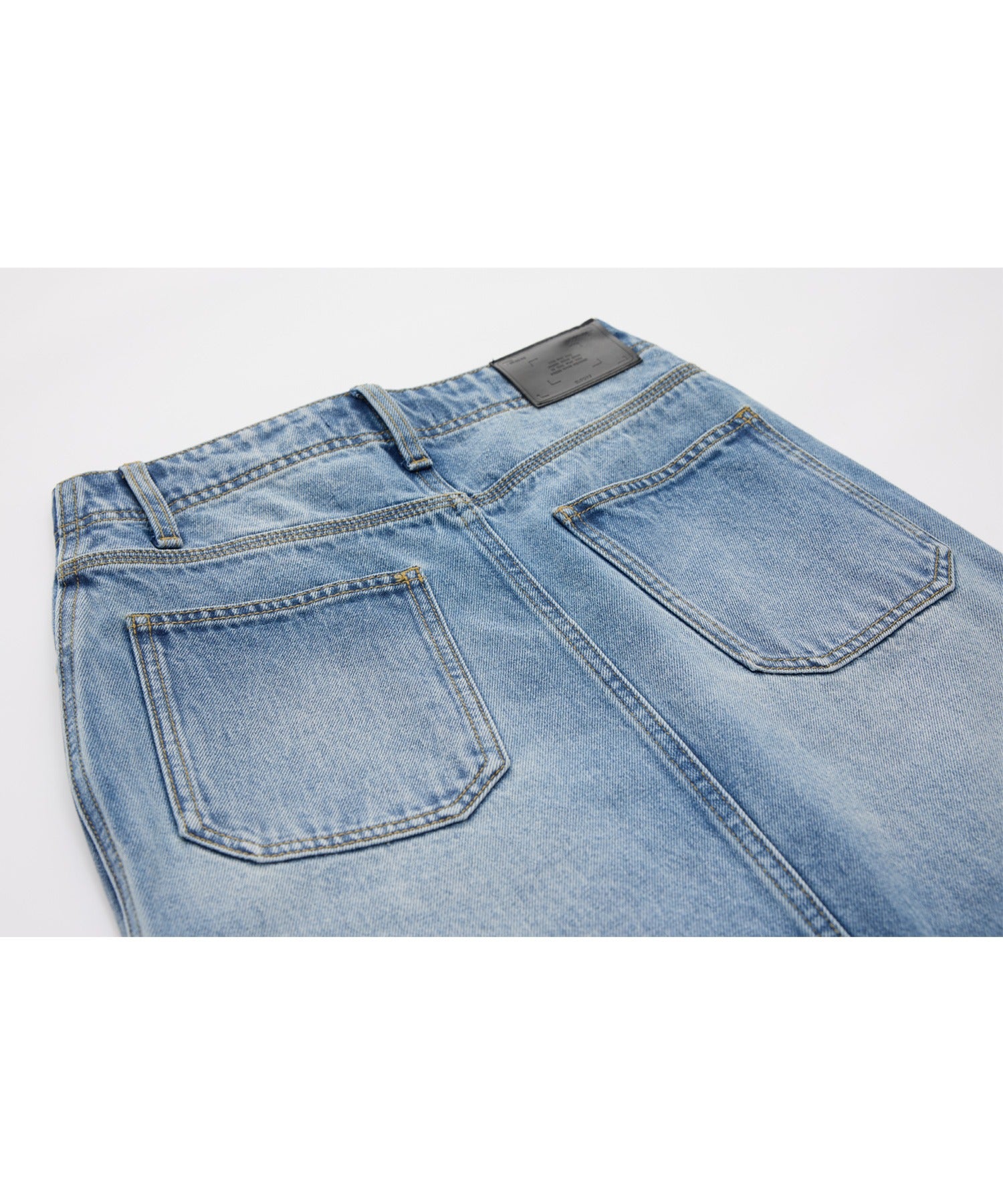 Button-front denim midi skirt