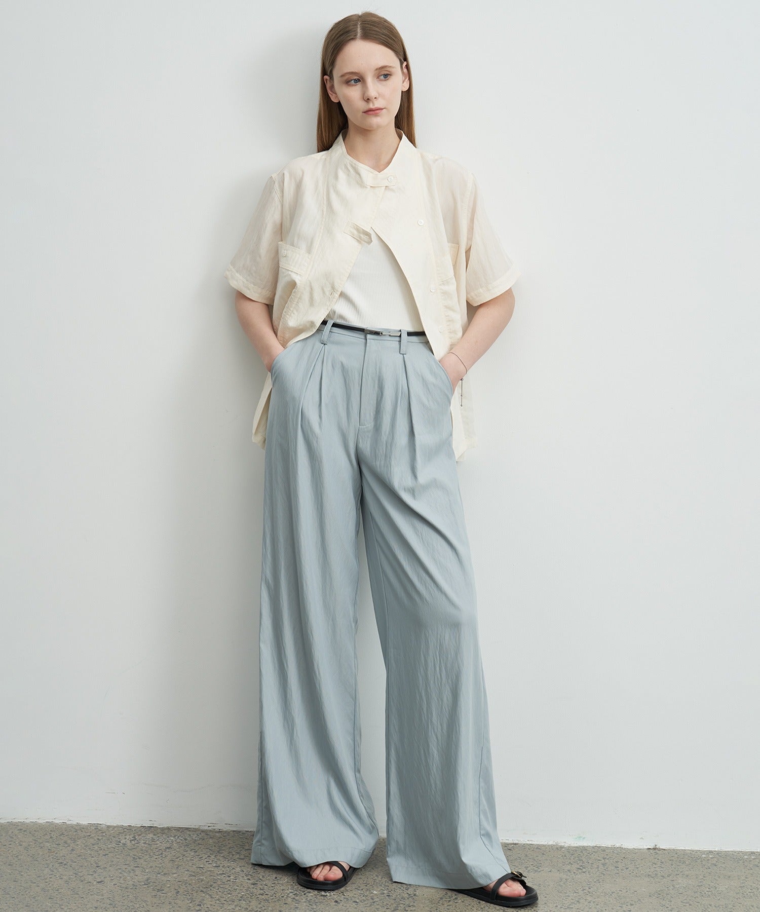 Darted Wide-Leg Pants