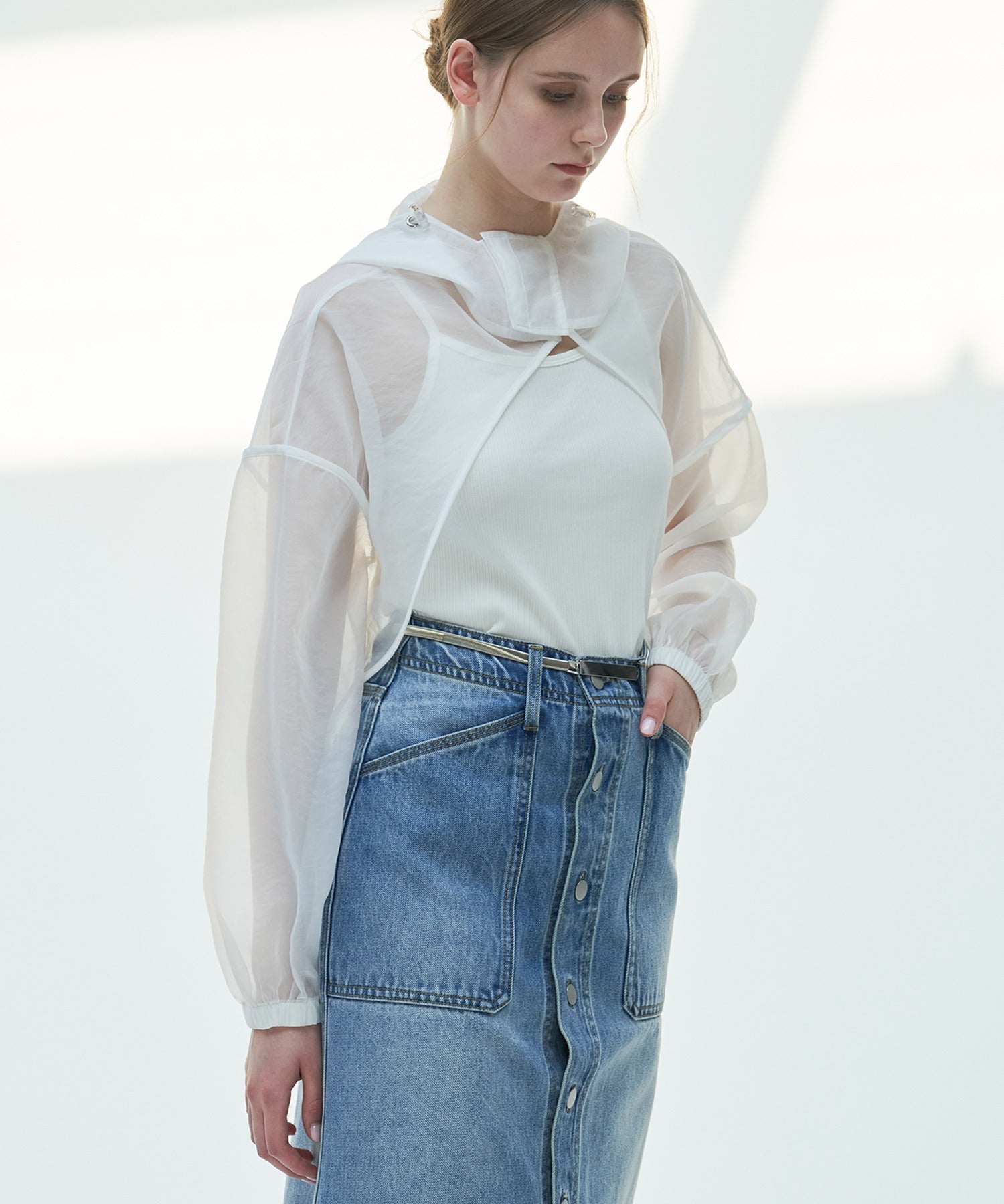 Organza Micro-Length Hoodie